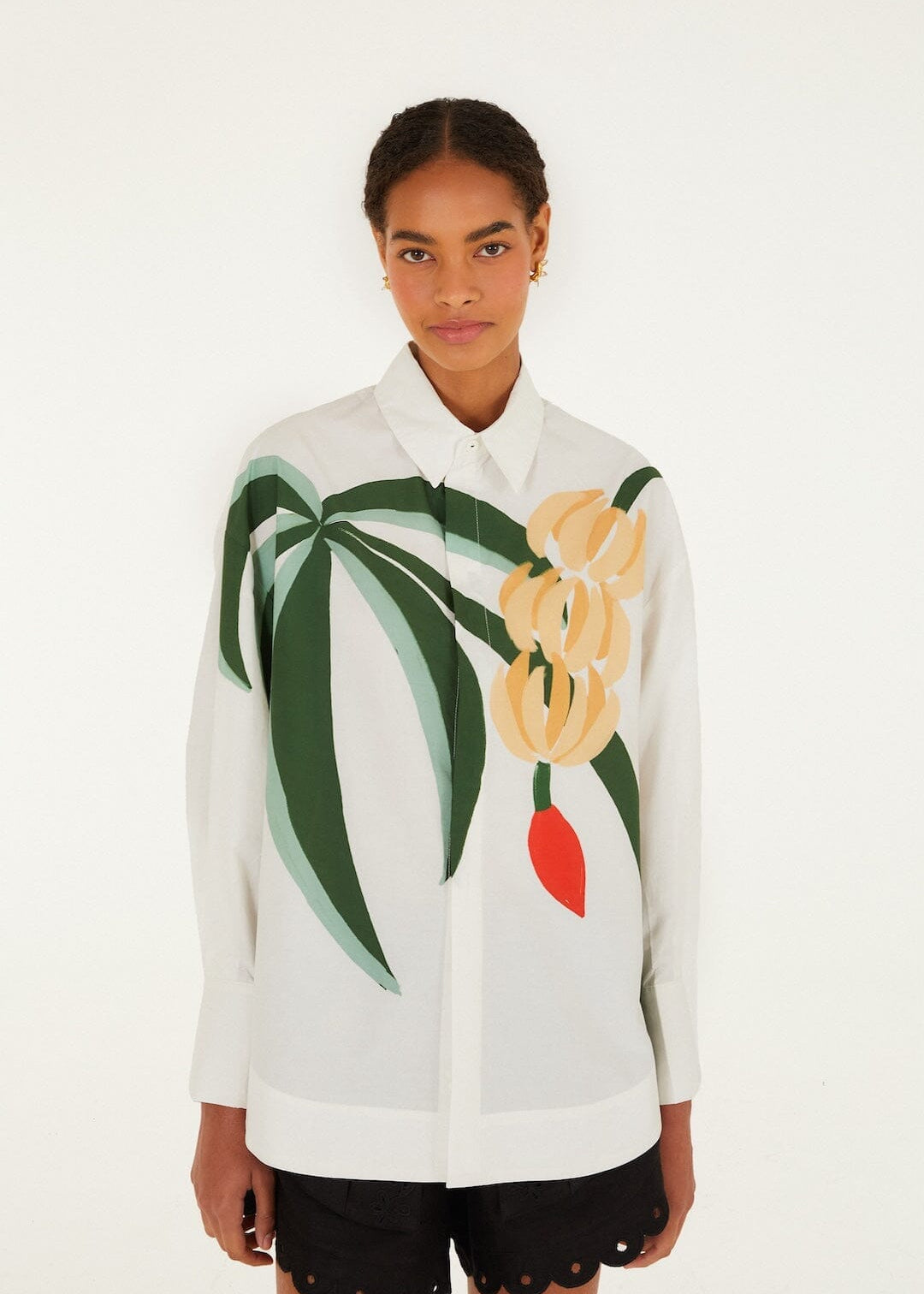 Graphic Banana Tree Applique Shirt