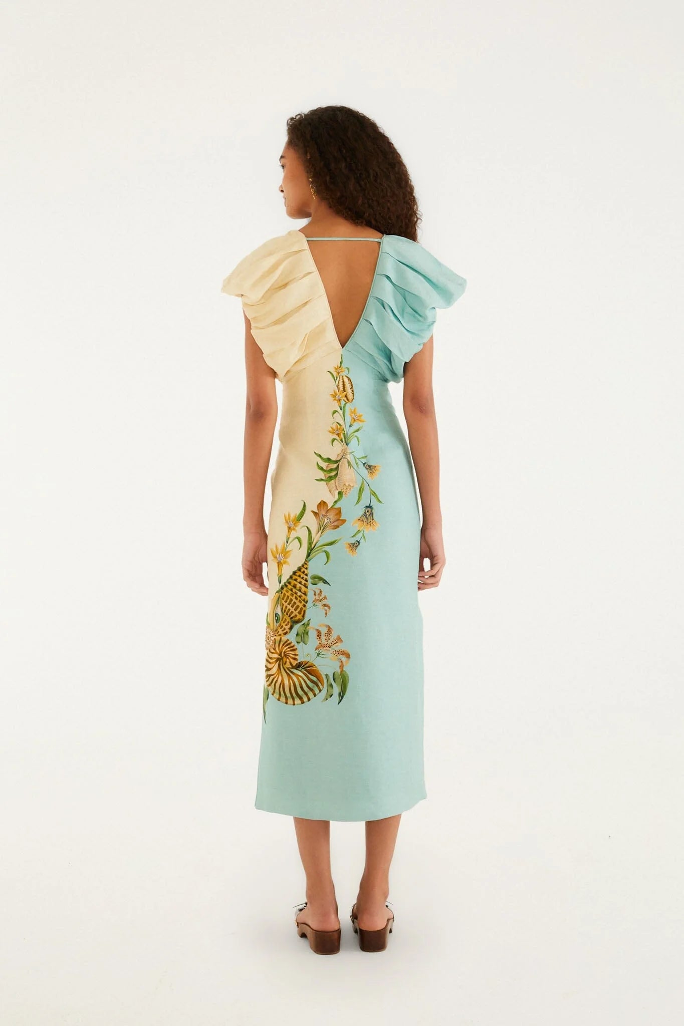 Marine Garden Sand Midi Dress
