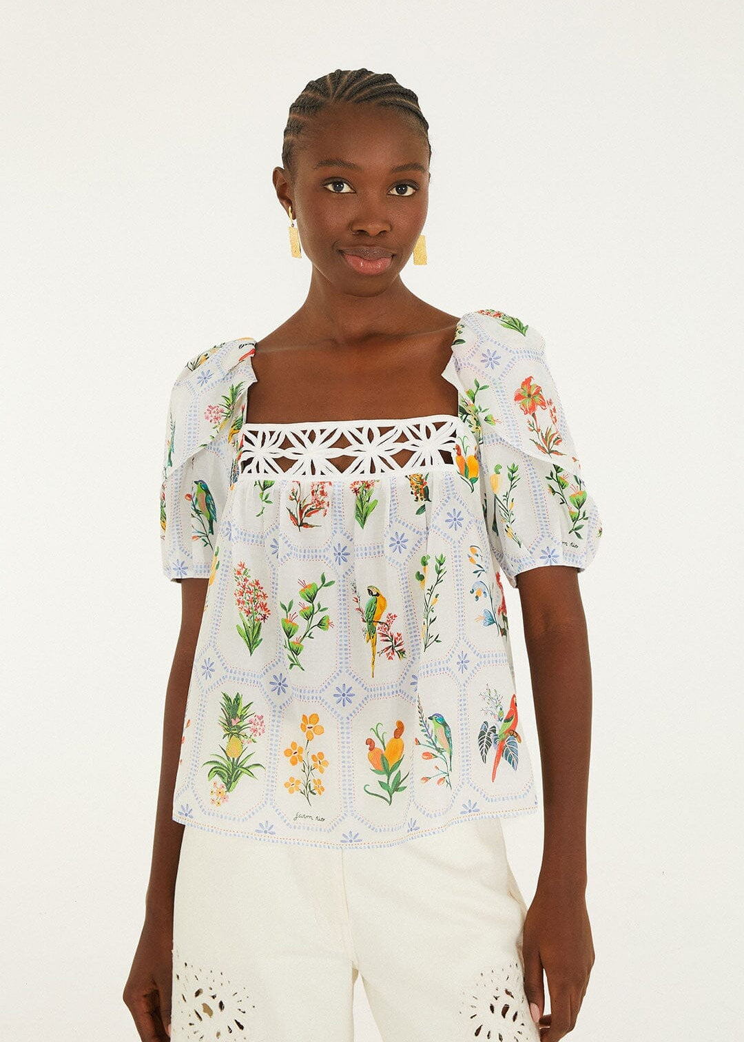 Tropical Porcelain Off-White Blouse
