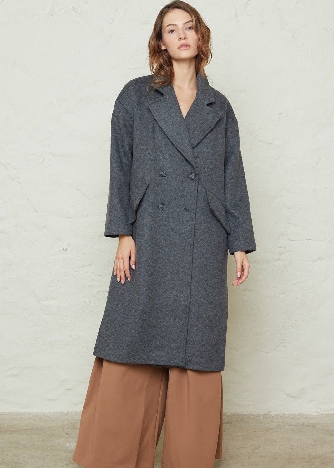 Long Pockets Coat Grey Melange