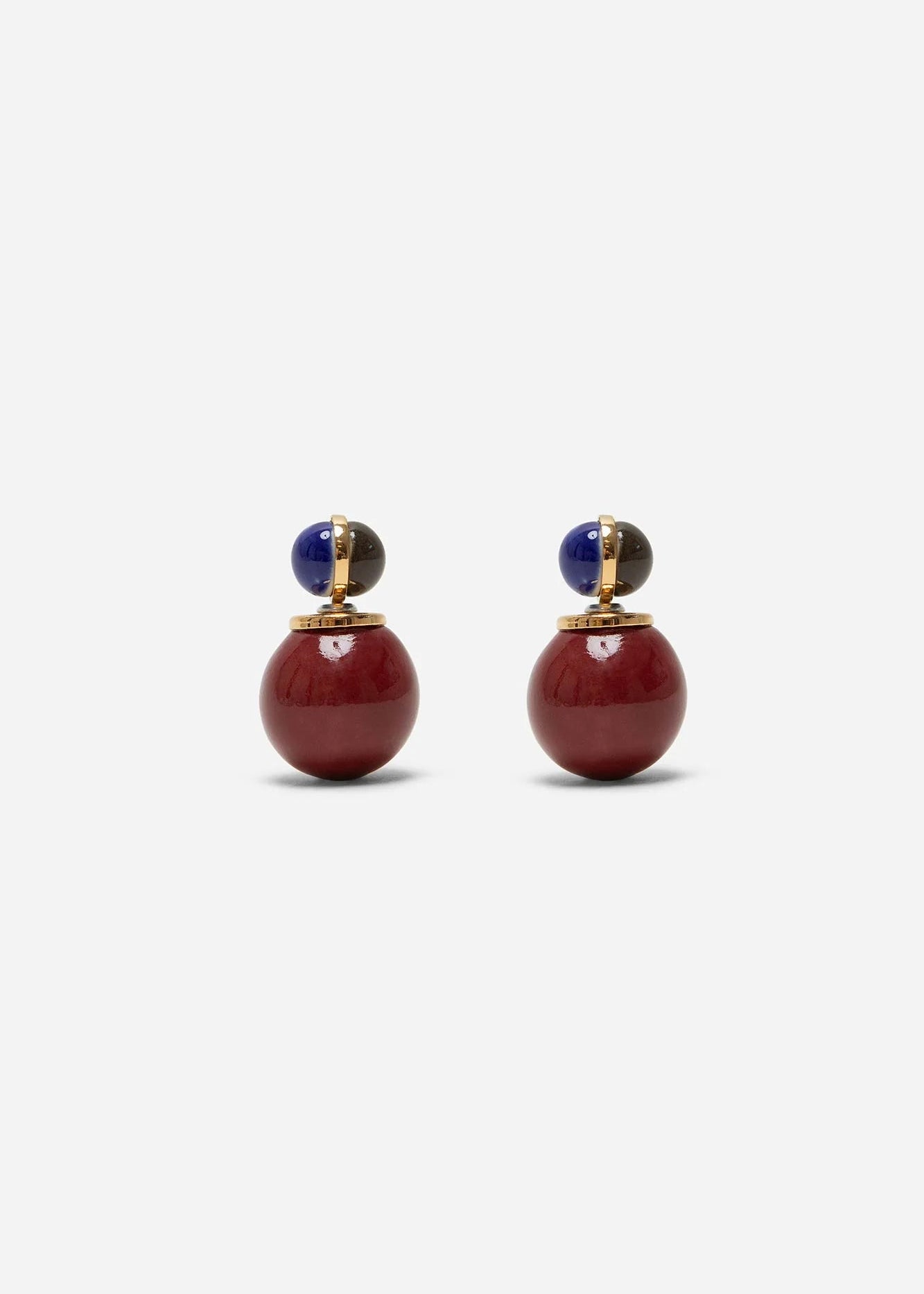 Double Balloon Earrings Burgundy