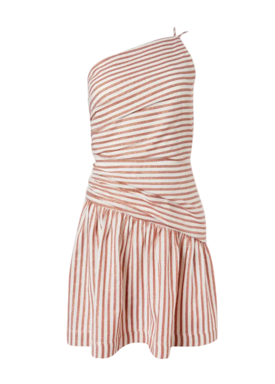 Riviera One Shoulder Mini Metal Rust Dress