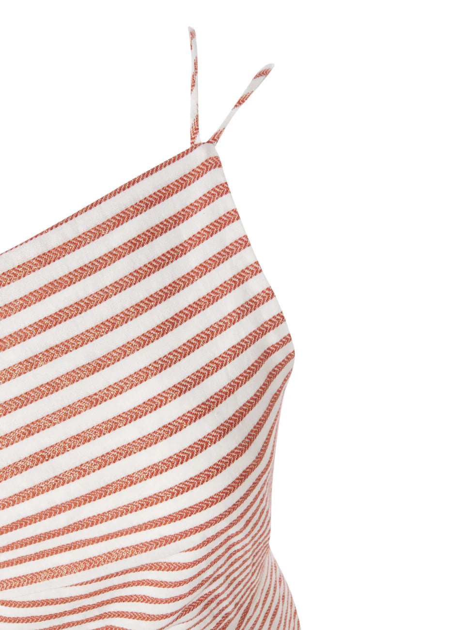 Riviera One Shoulder Mini Metal Rust Dress