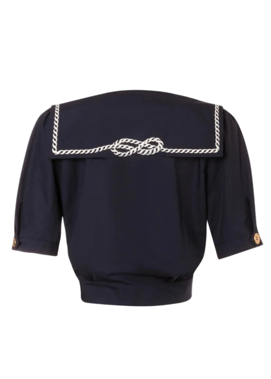 Desis Embroidered Sailor Navy Blue Shirt