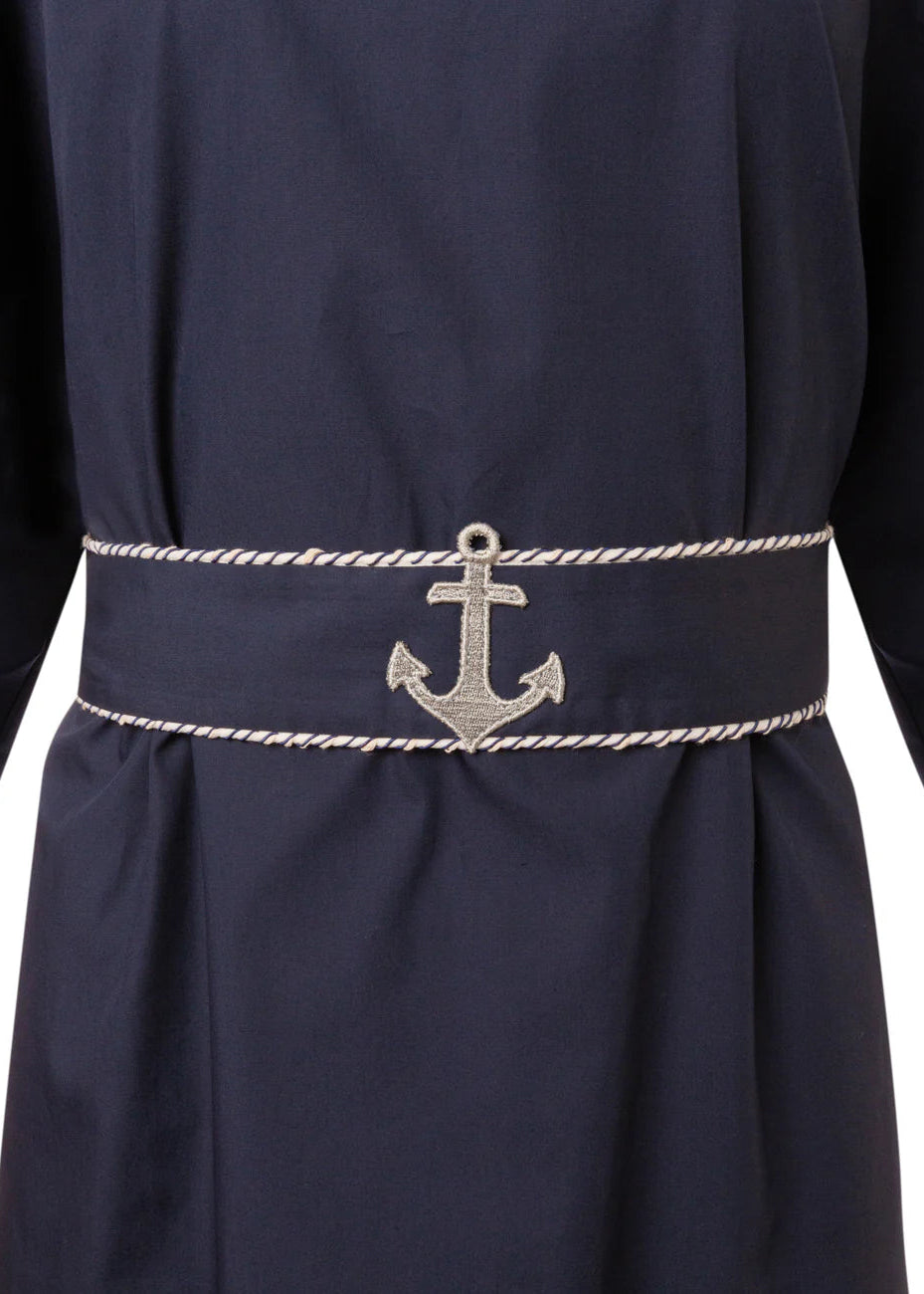 Nausica Puffed Sleeve Navy Blue Dress
