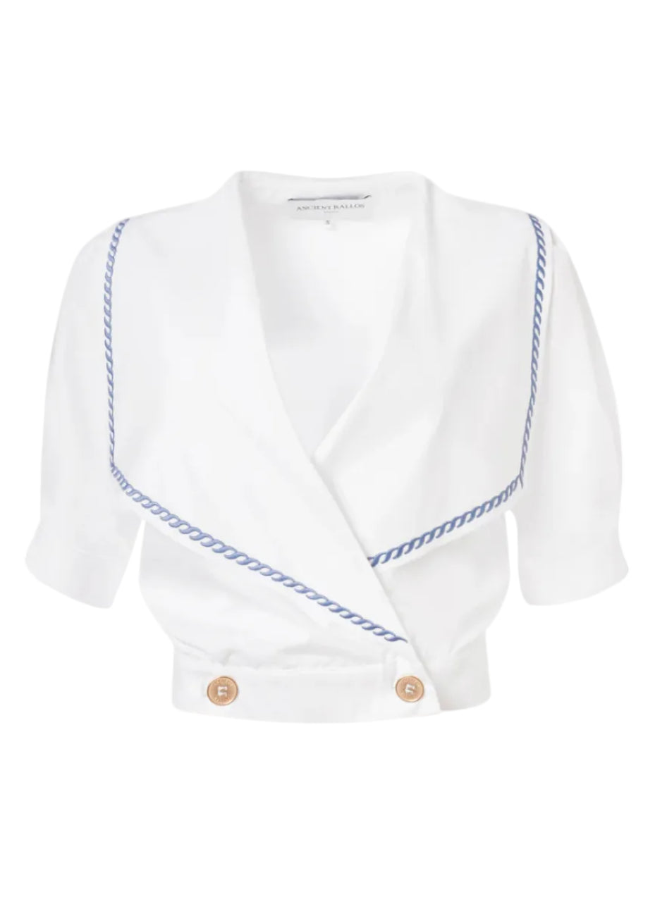 Desis Embroidered Sailor White Shirt