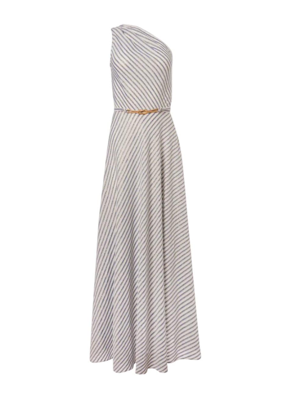 Riviera One Shoulder Greek Blue Dress
