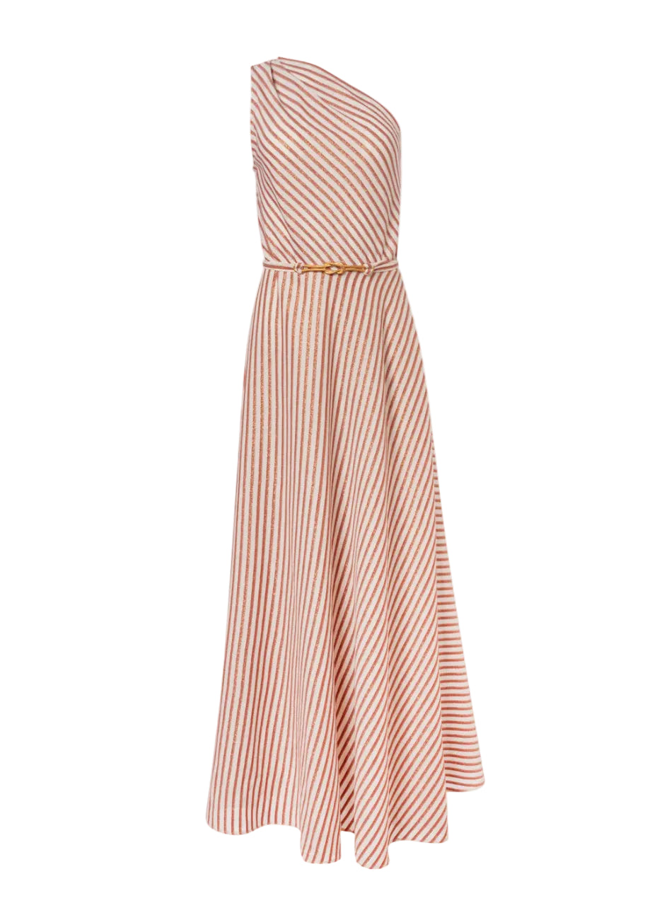 Riviera One Shoulder Metal Rust Dress