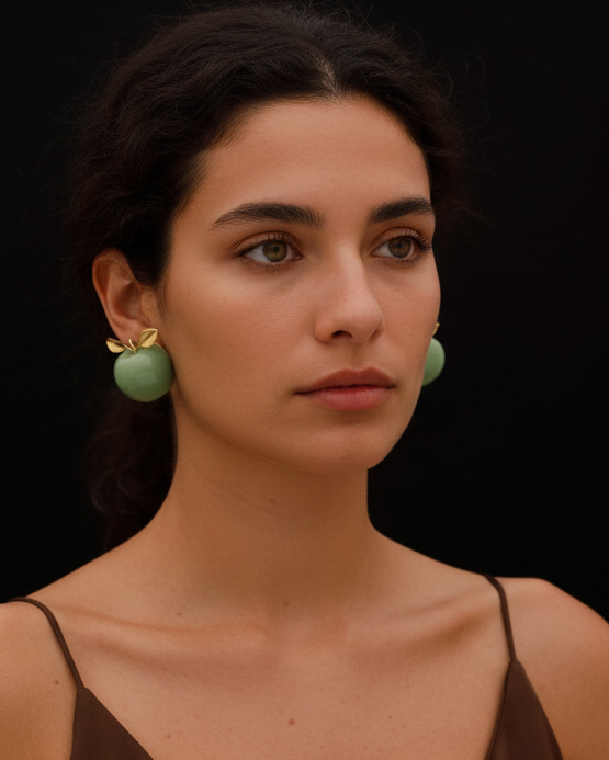 Apple Big Earrings Green