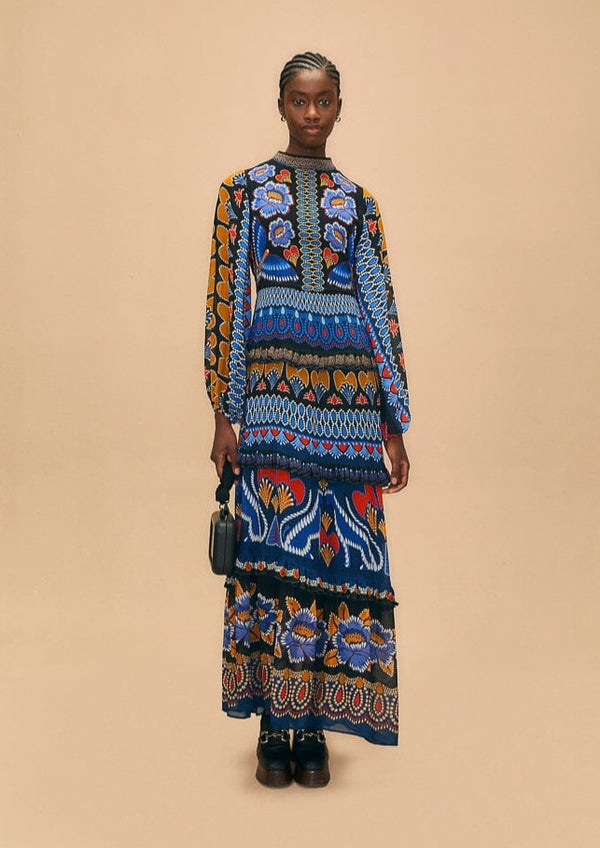 FARM-AINIKA SPARKLE BLACK LONG SLEEVE MAXI DRESS-JUST BRAZIL