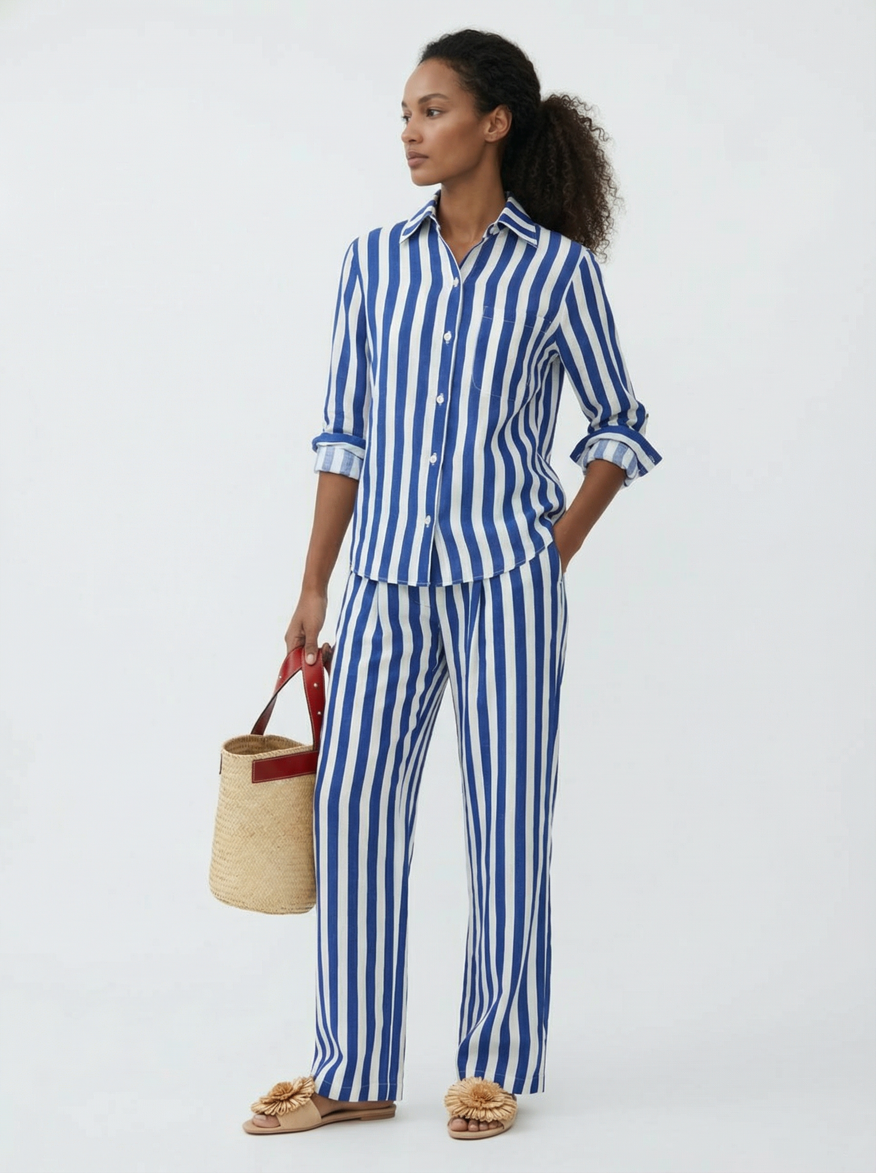 Alexa Blue Stripes Trousers