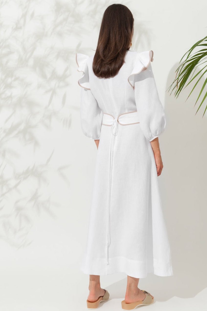 Ancient Kallos-Oinousses White/Beige Dress-Justbrazil