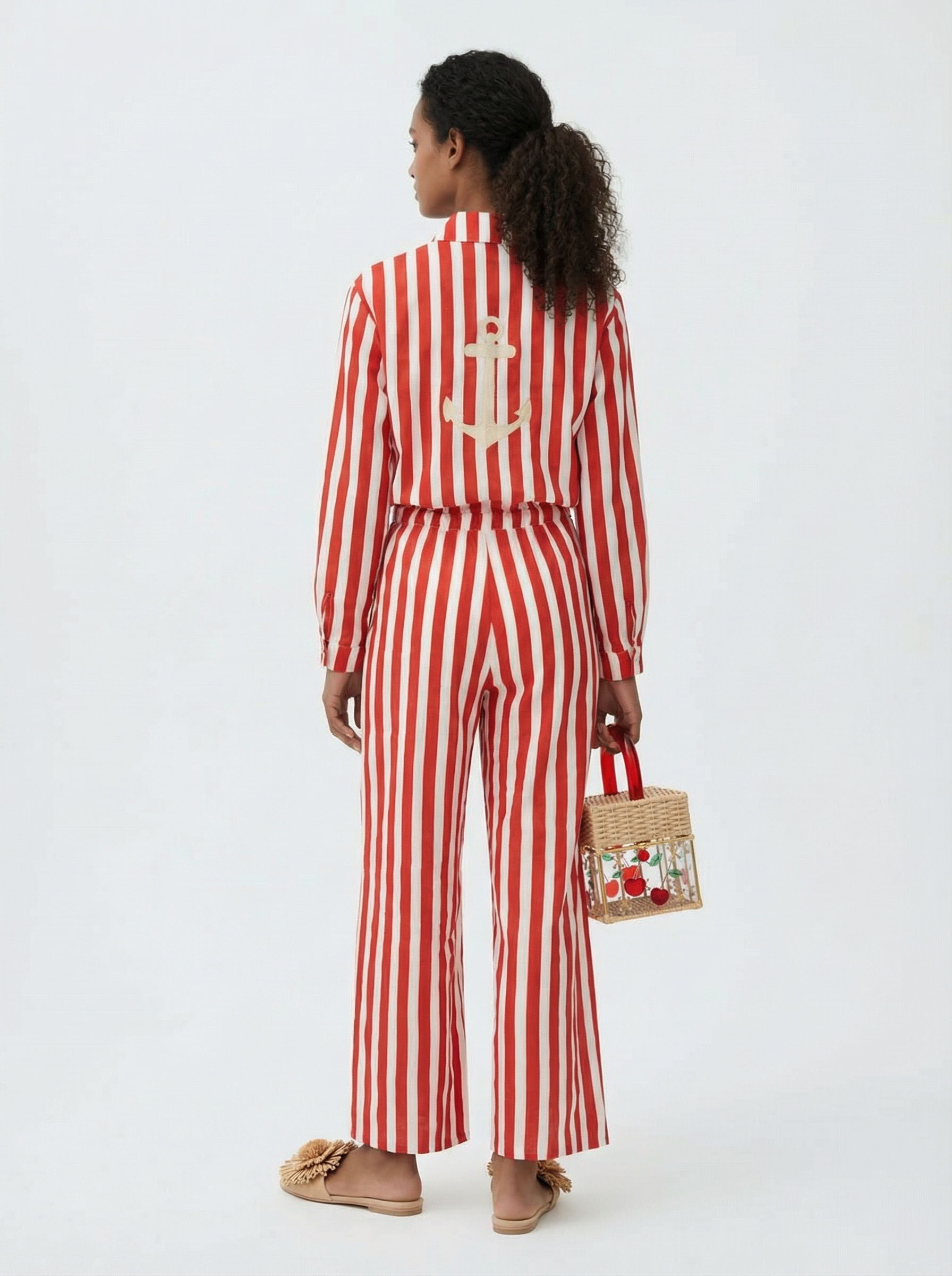 Aster Linen Stripes Red Jumpsuit