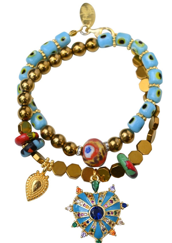 Double Bracelet Heart Turquoise