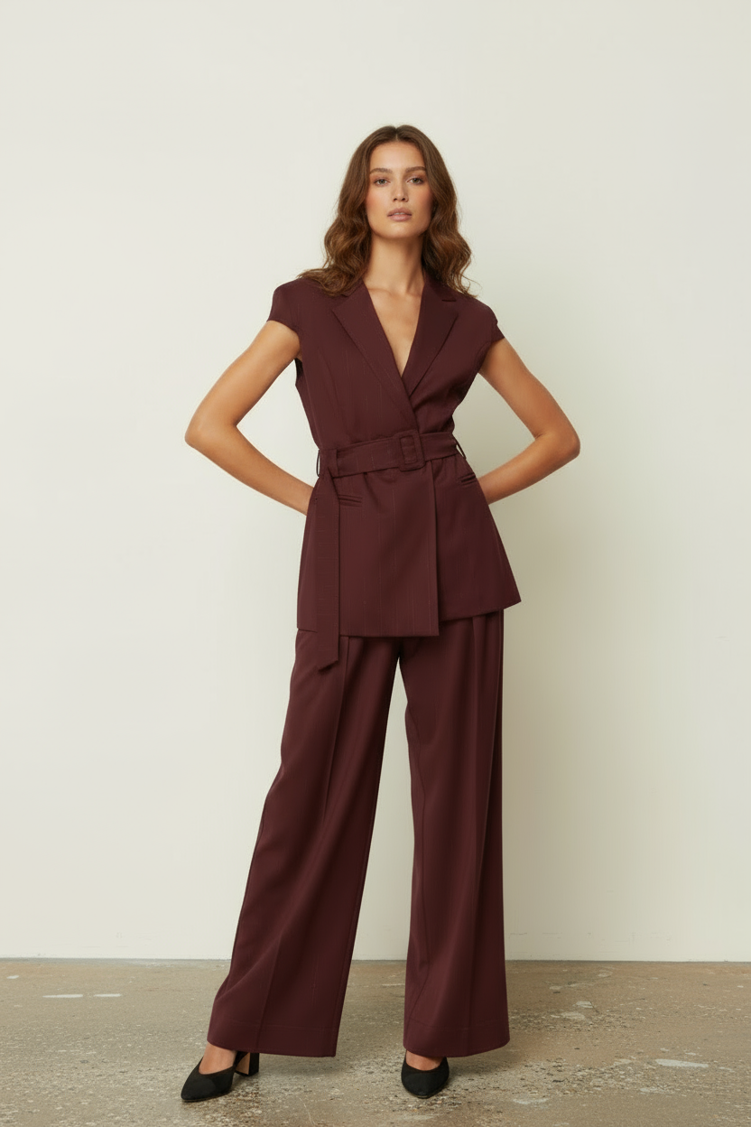 Pants With Pleats Bordeaux