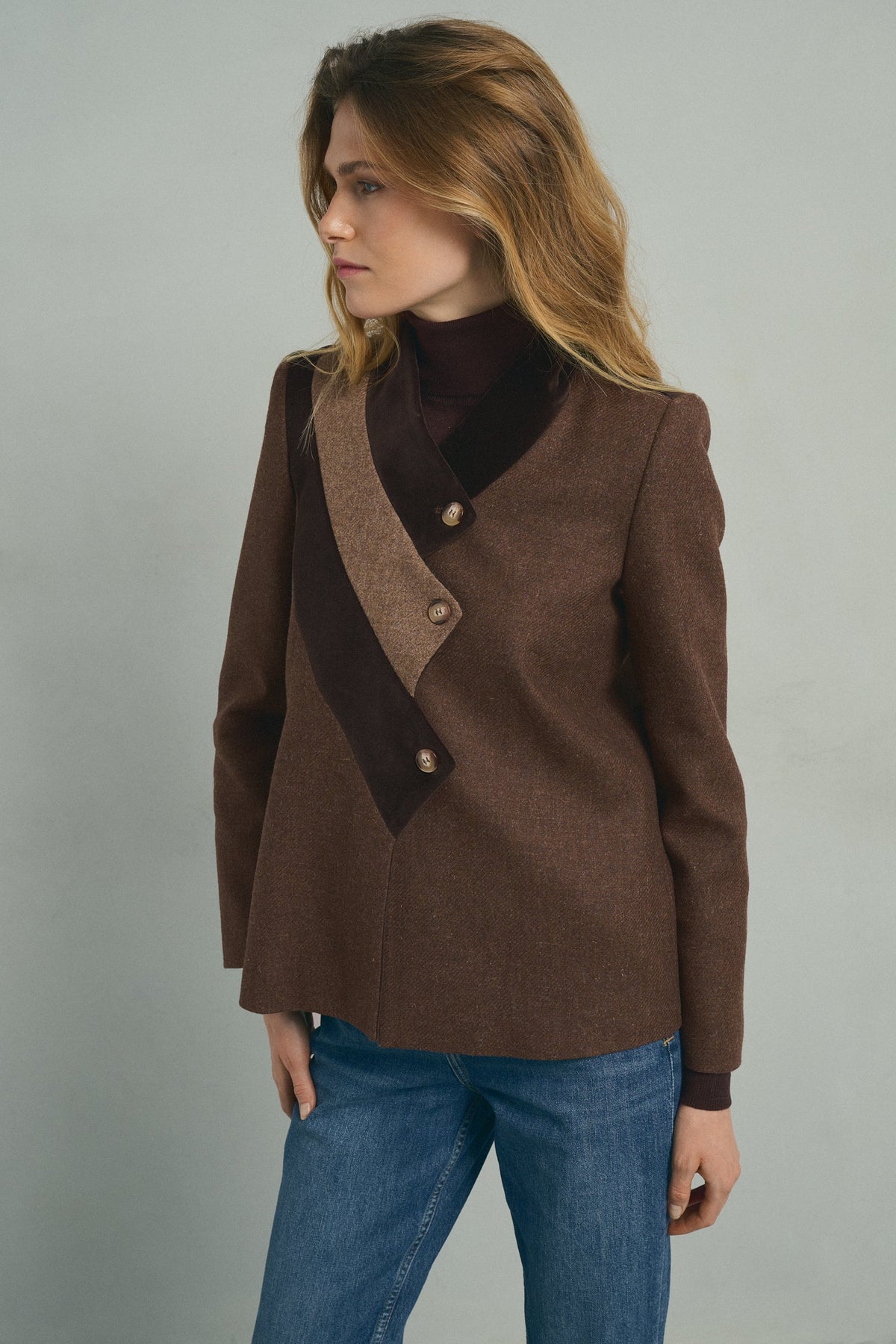Brown Tricolor Blazer