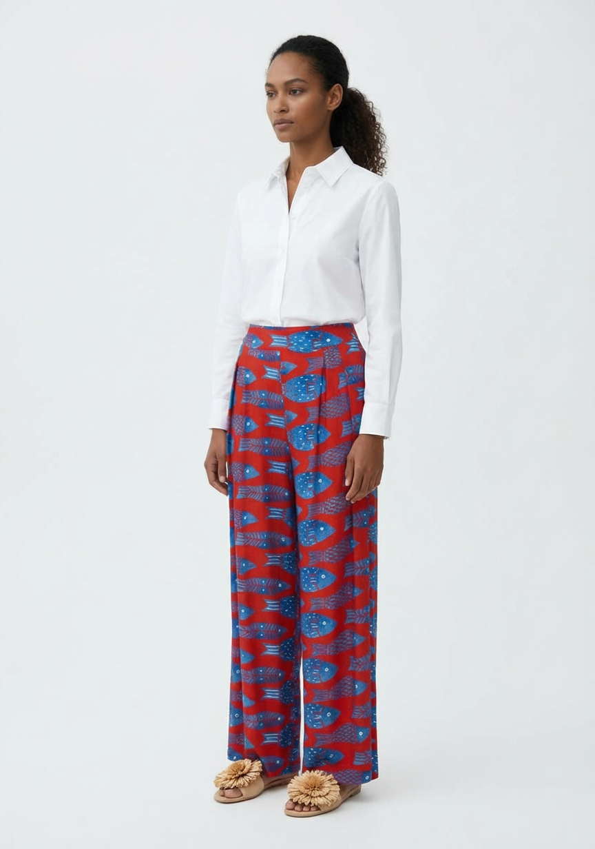 Red Fish Scarf Pants