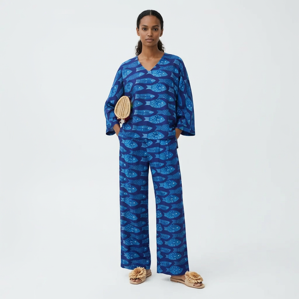 Gabbi Blue Fish Top