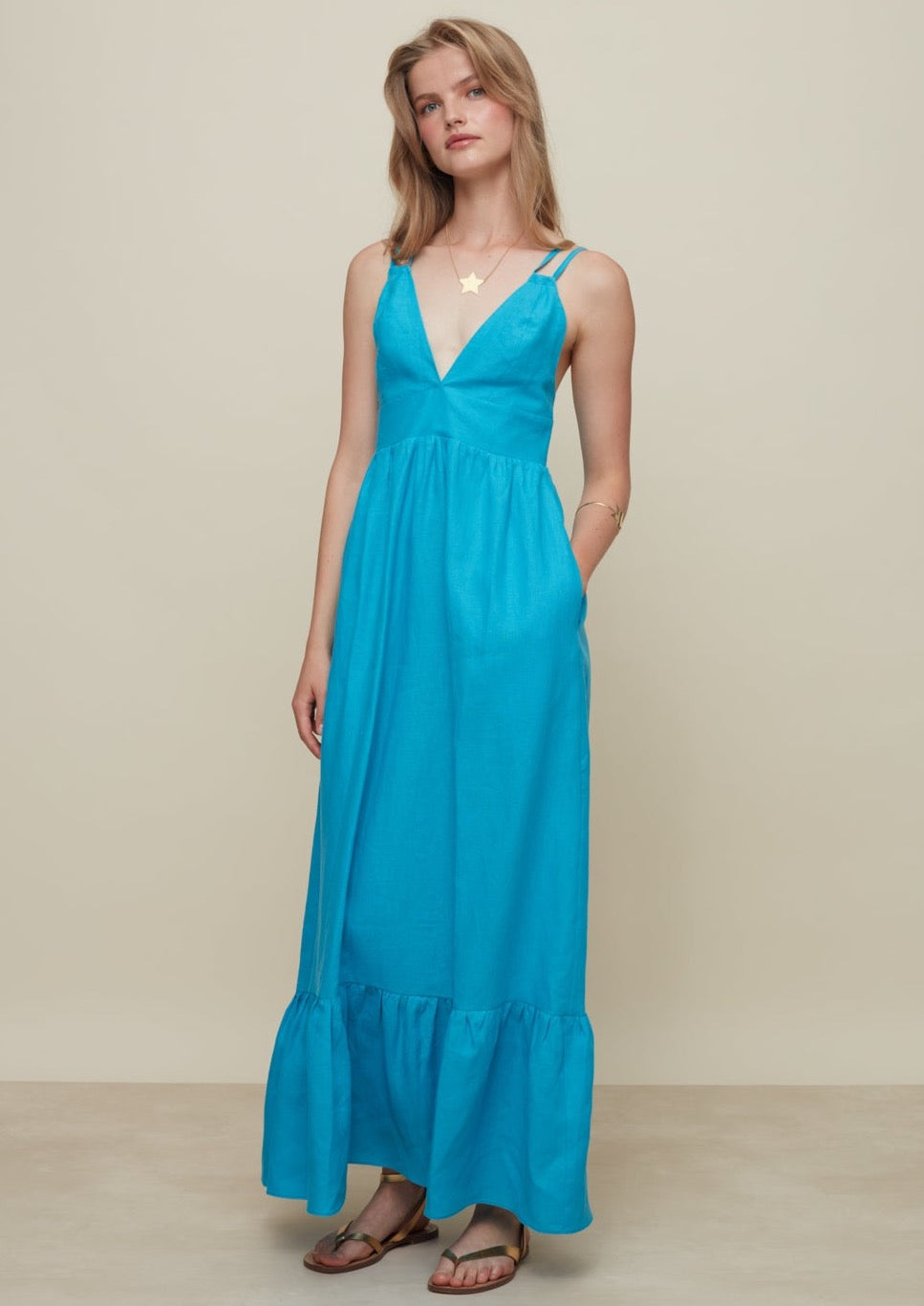 Galeria-Botanico Turquoise Dress-Justbrazil