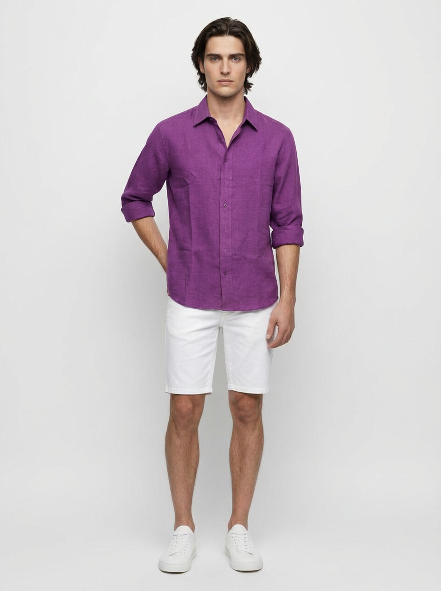 Carlos Dark Violet Linen Shirt