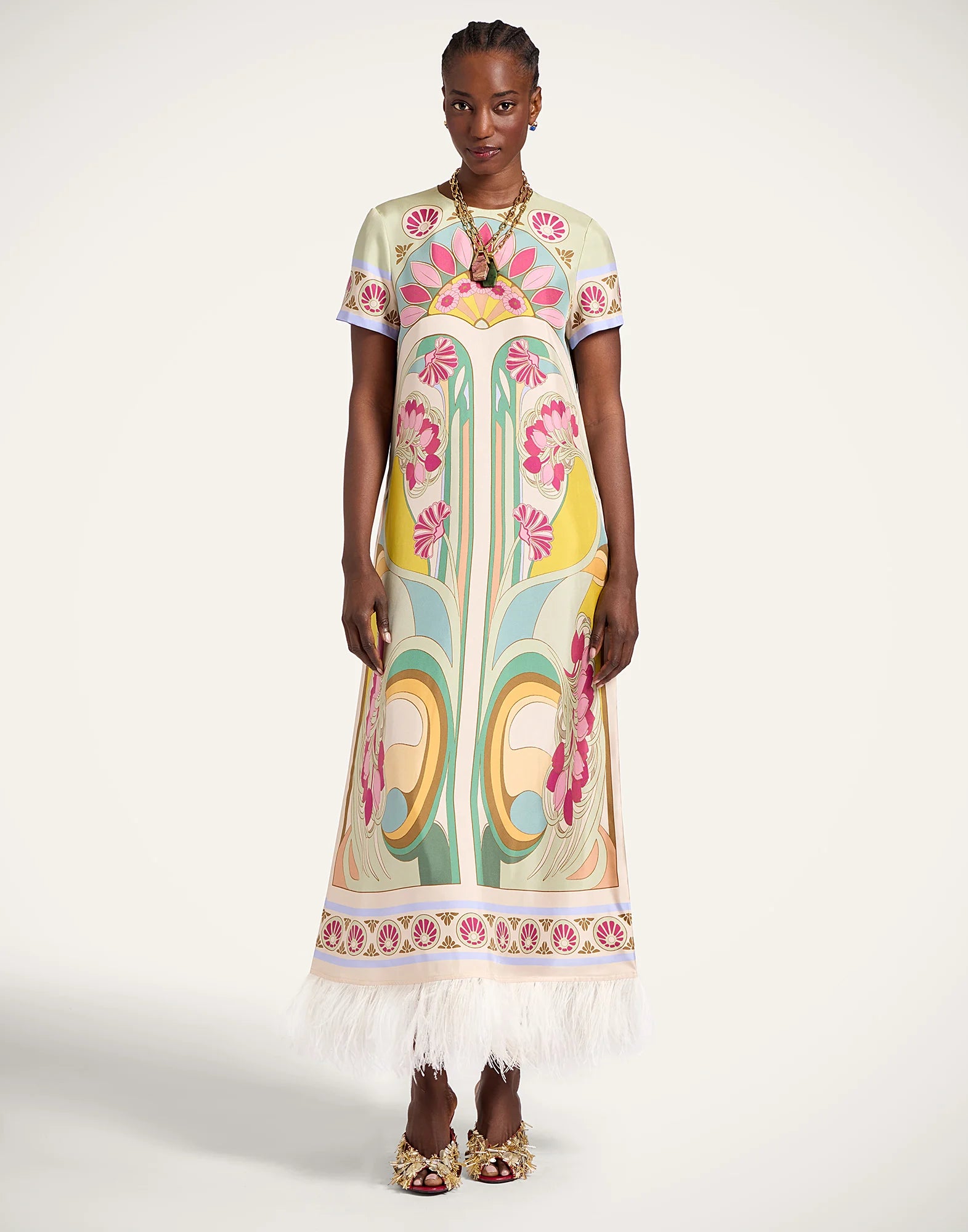 Swing Dress With Feathers
