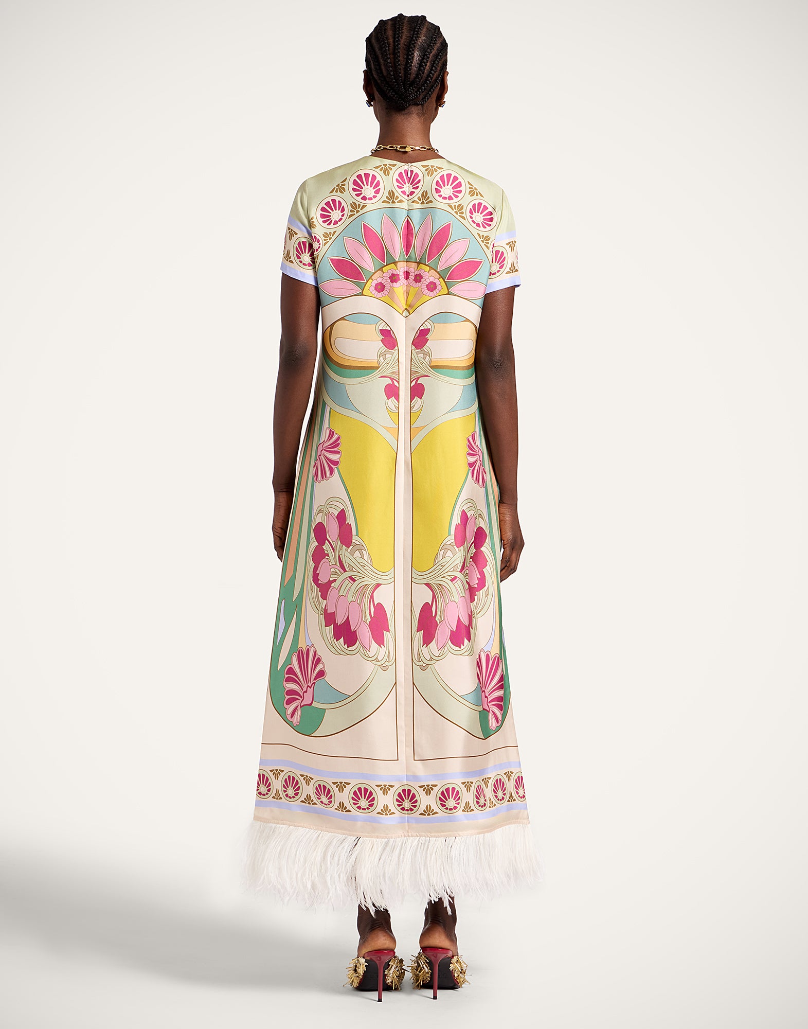 Swing Dress With Feathers
