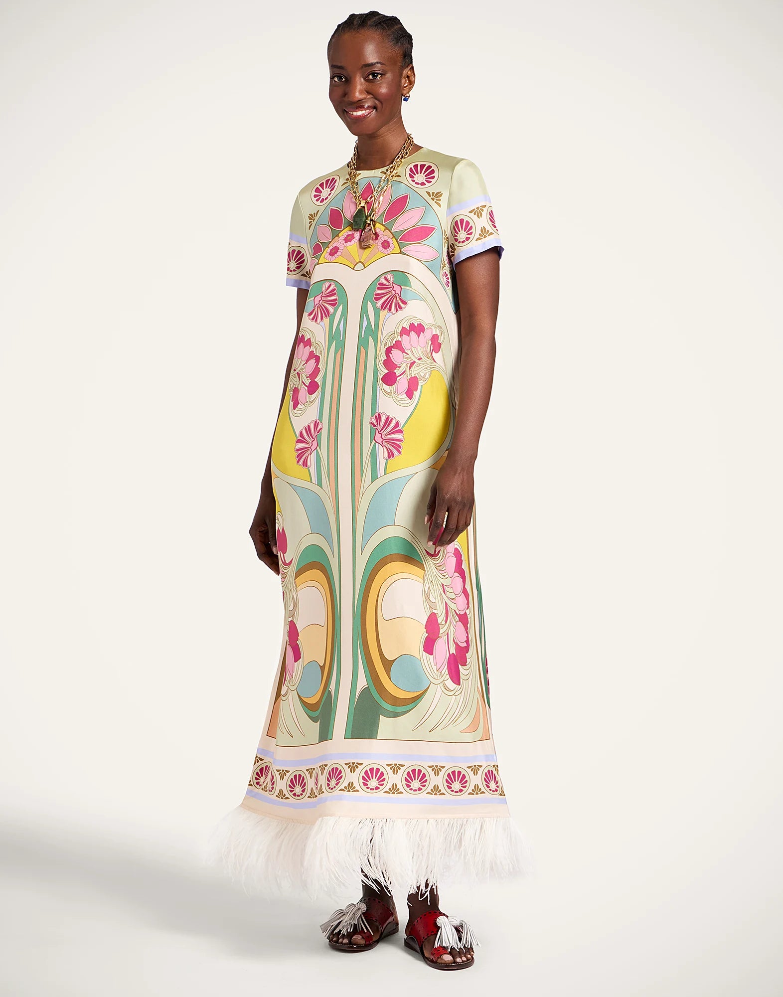 Swing Dress With Feathers