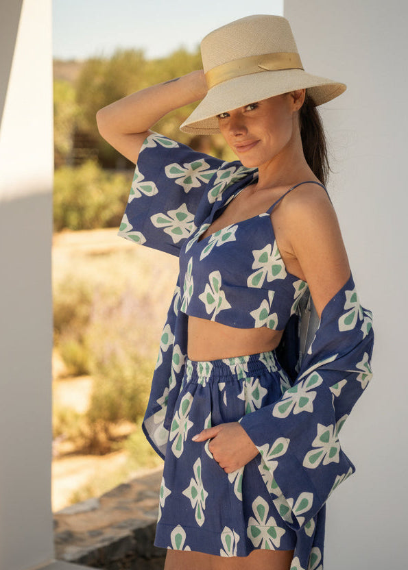 Wasabi Luly Navy Top and Kimono Set