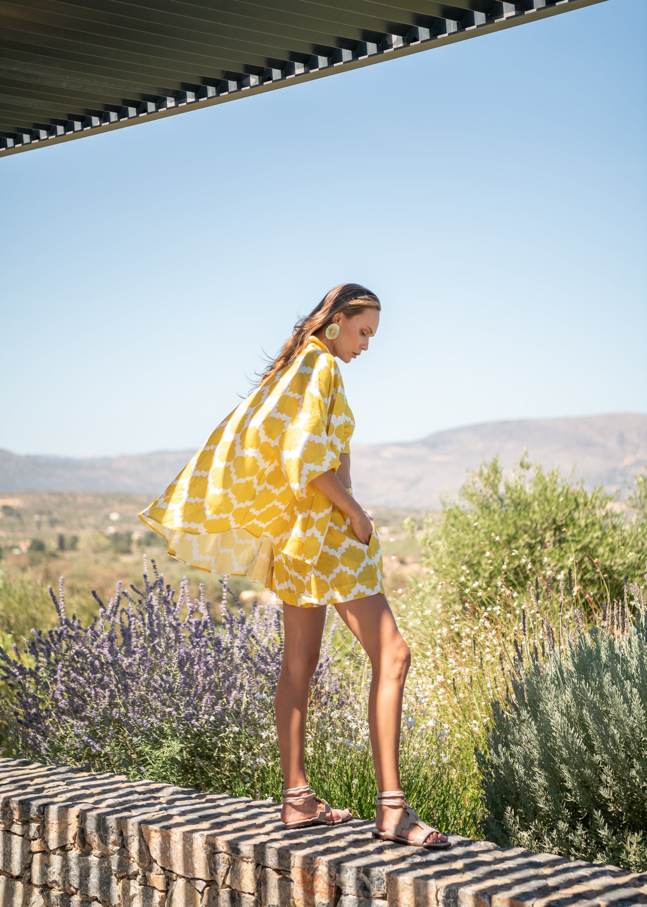 Wasabi Rombus Yellow Top and Kimono Set