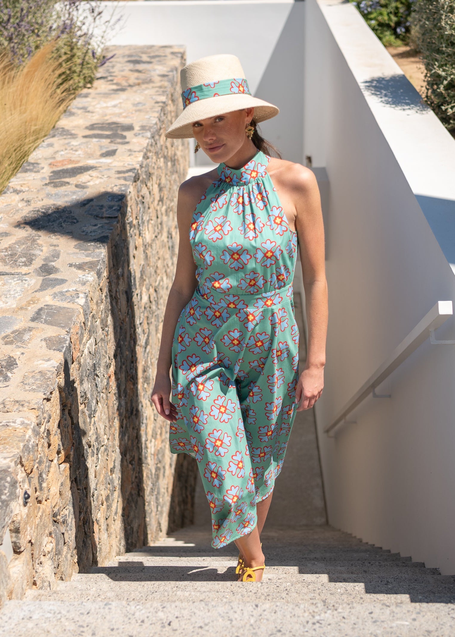 Vera Ludic Flowers Green Dress