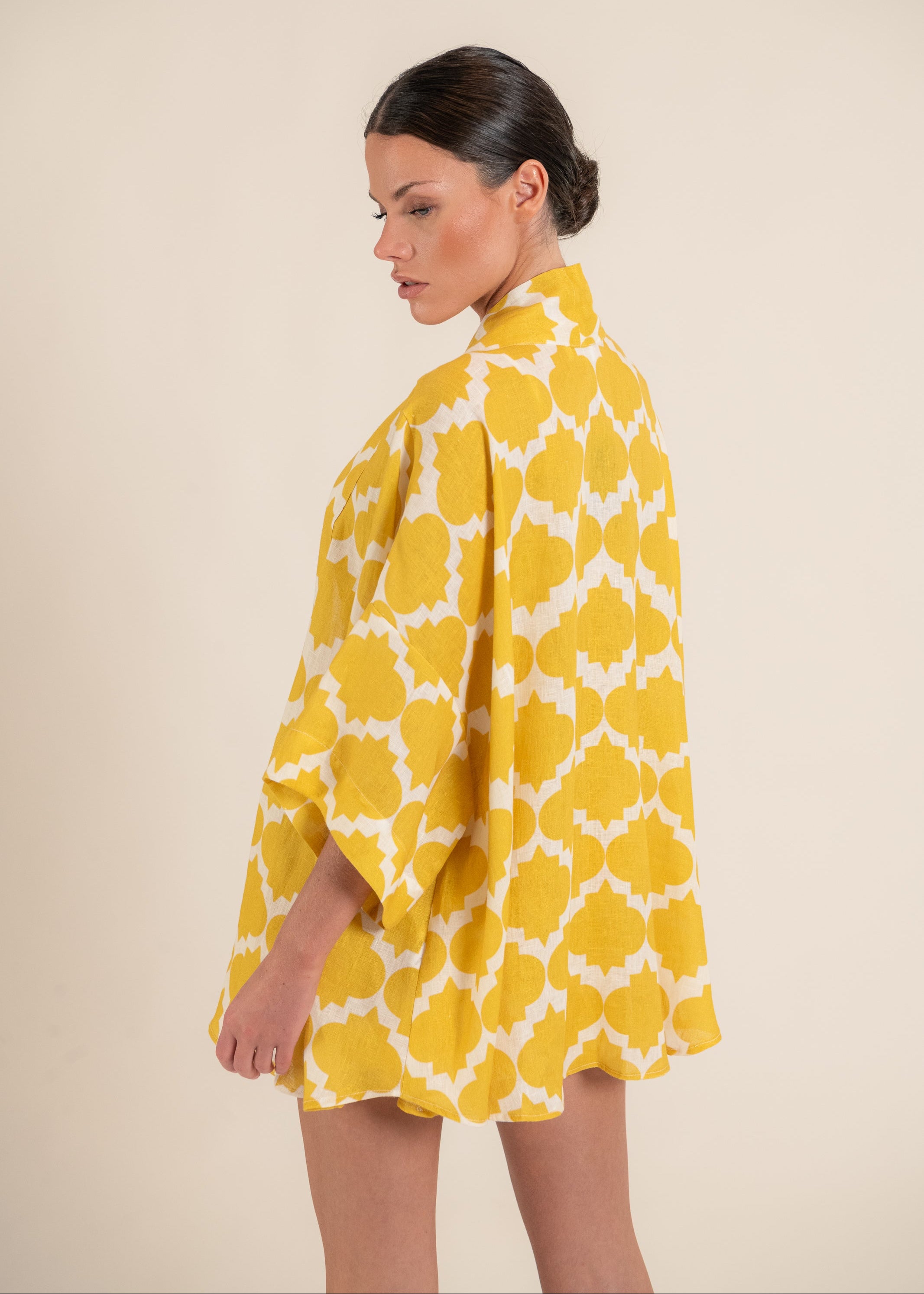 Wasabi Rombus Yellow Top and Kimono Set