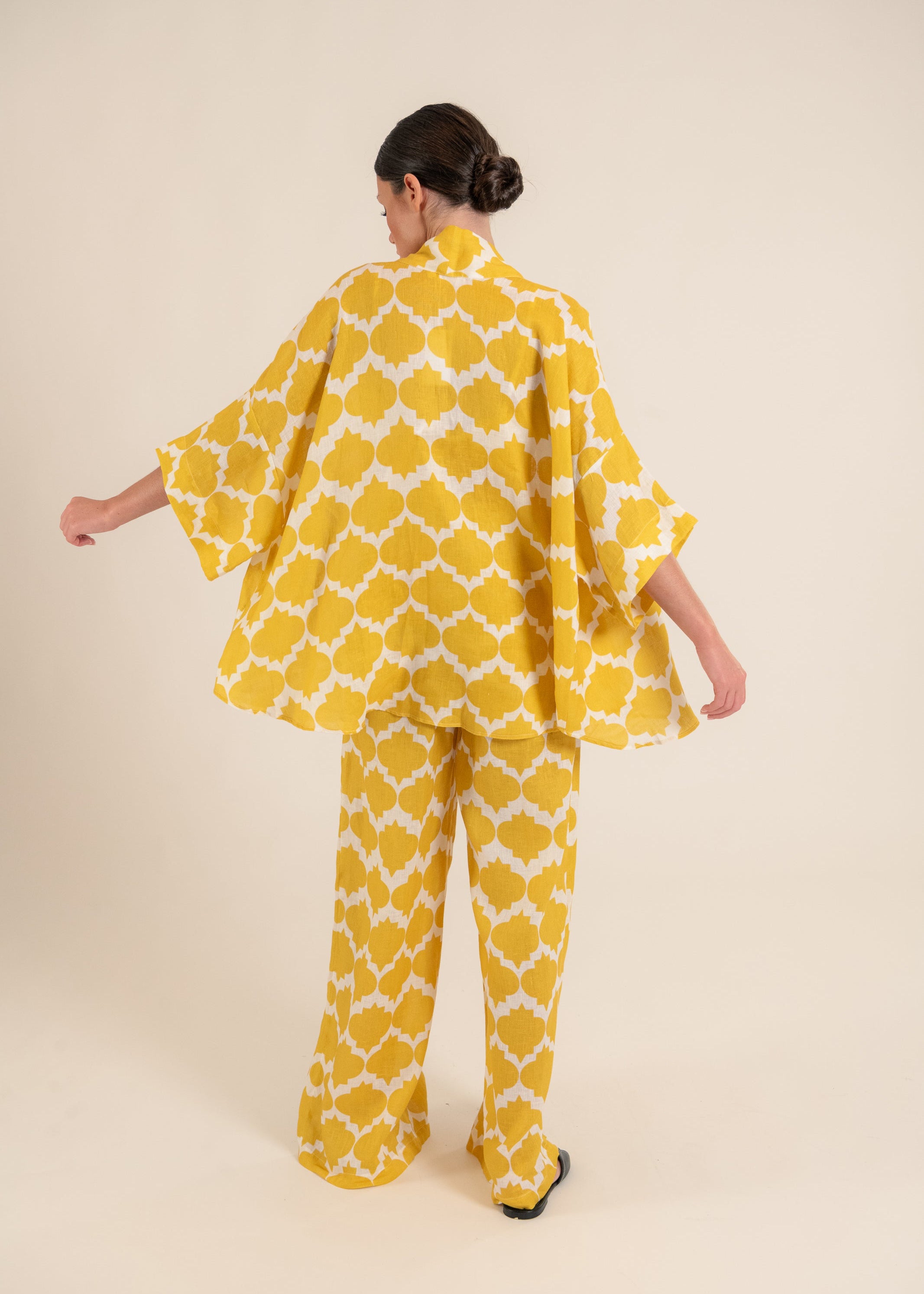 Wasabi Rombus Yellow Top and Kimono Set