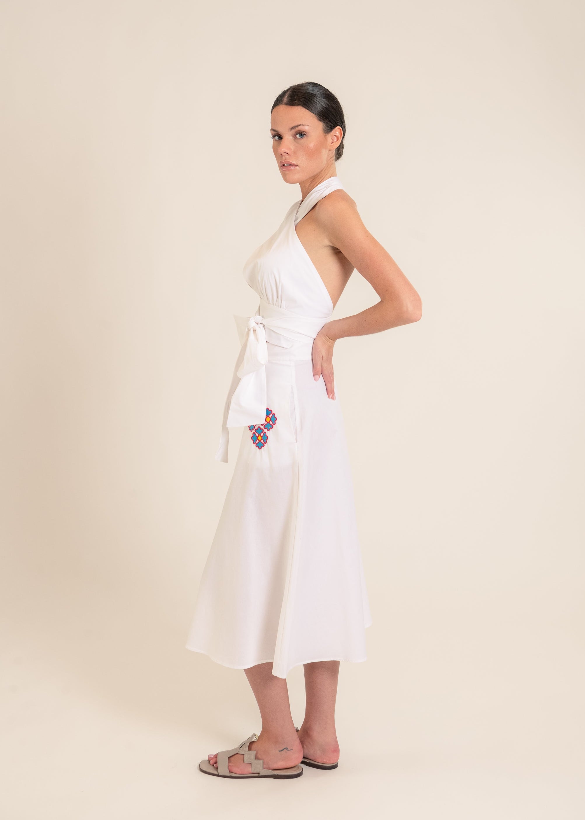 Denise White Embroidered Skirt