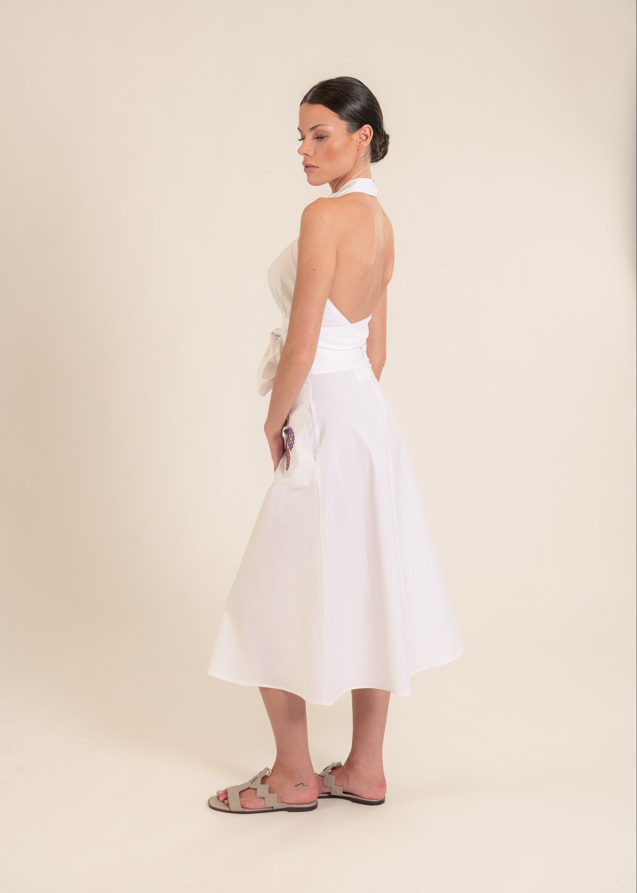 Denise White Embroidered Skirt