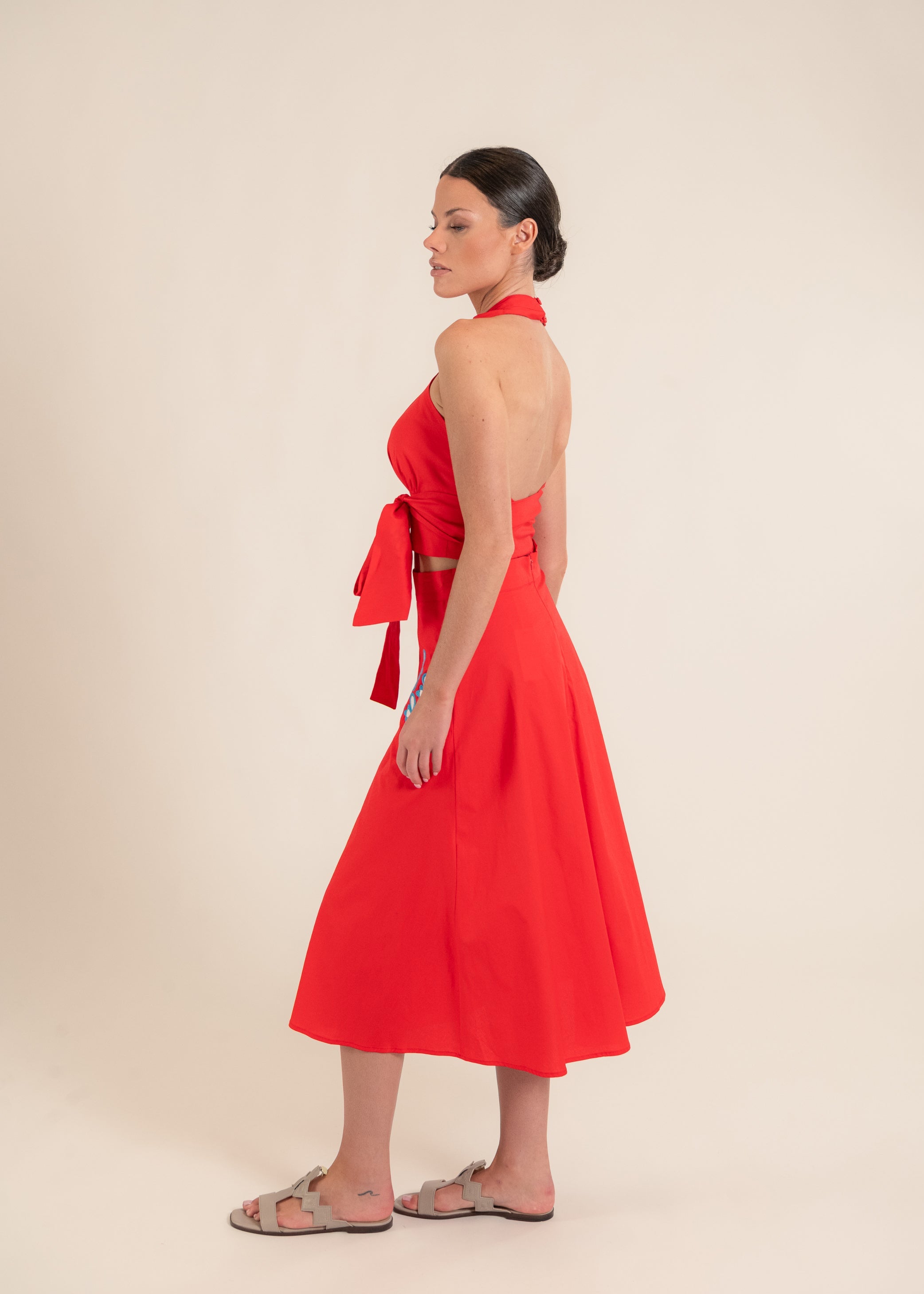 Denise Red Embroidered Skirt