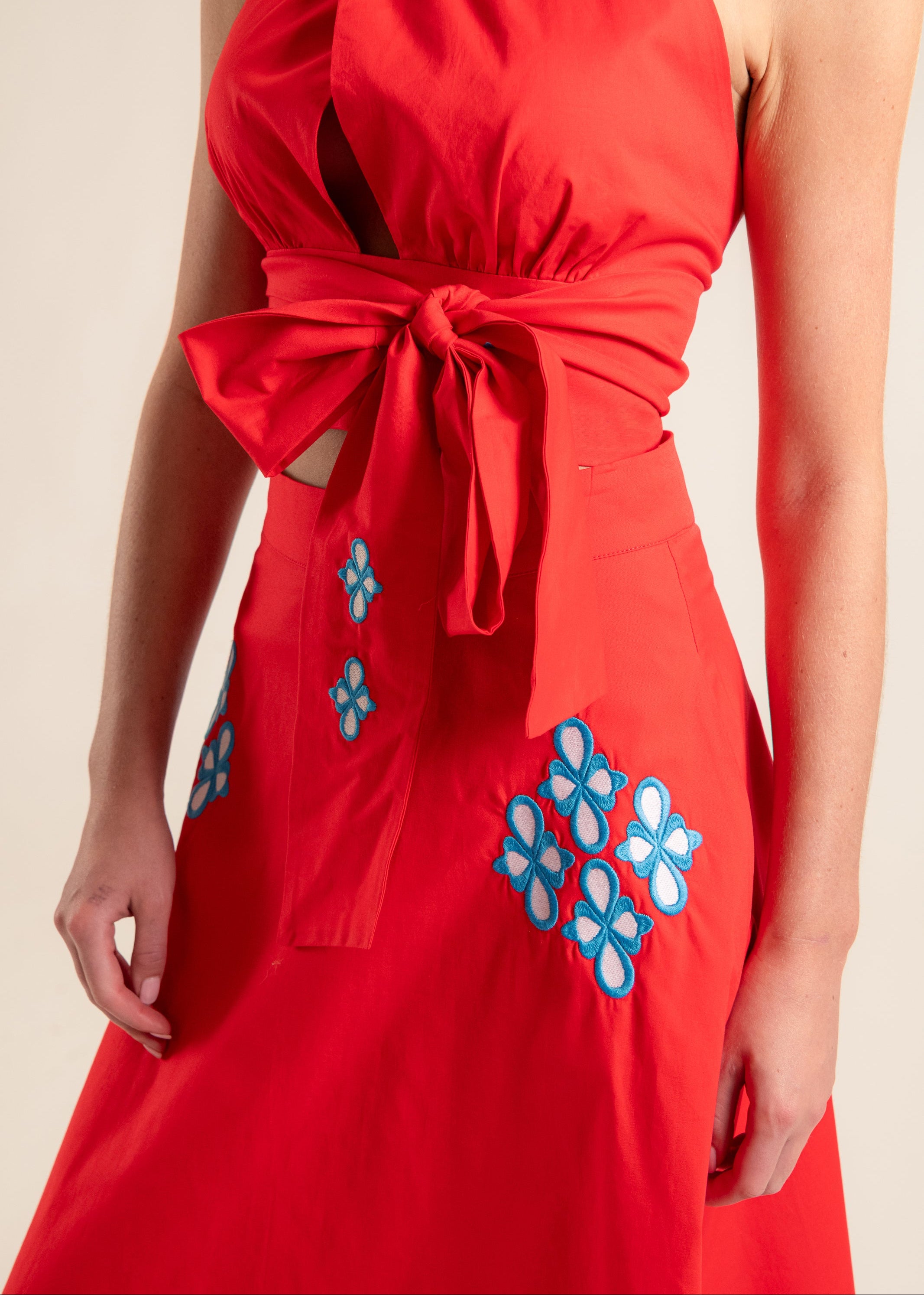 Denise Red Embroidered Skirt