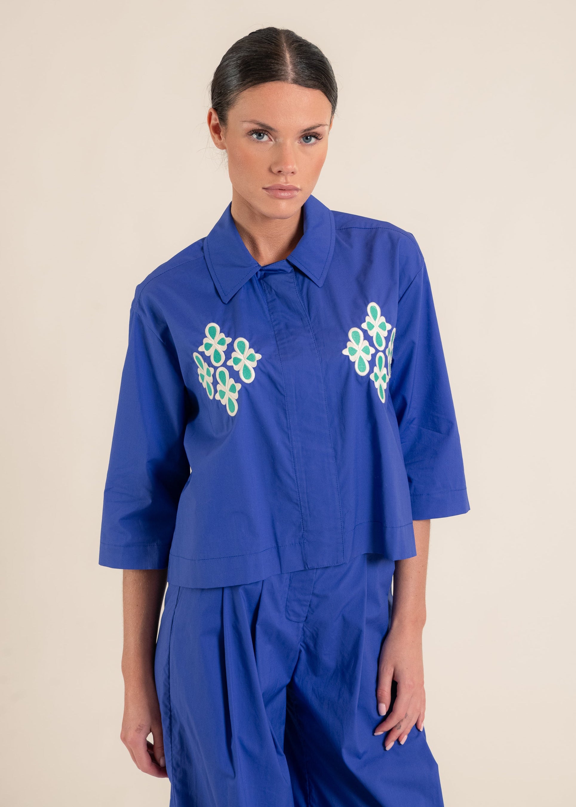 Estacio Intense Blue Embroidered Shirt