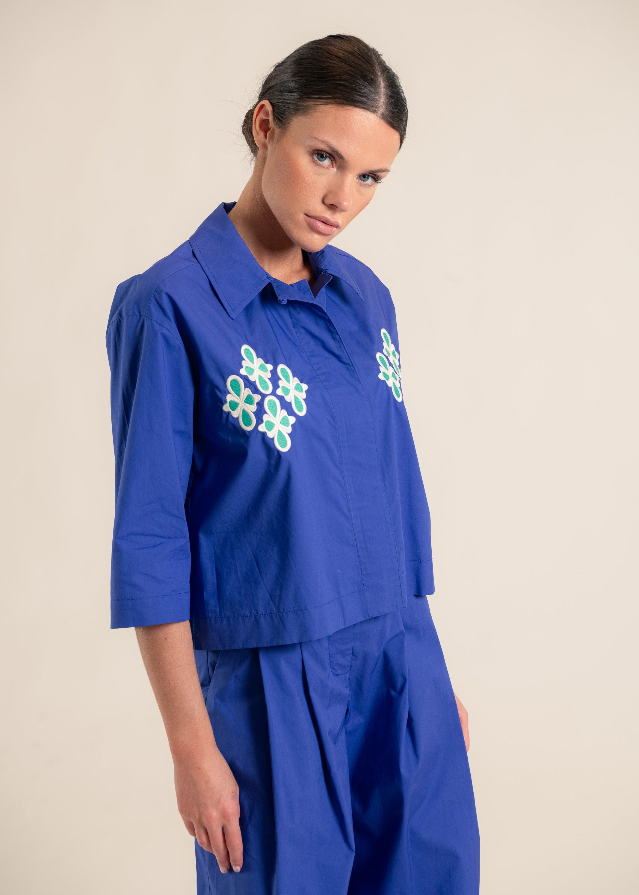 Estacio Intense Blue Embroidered Shirt