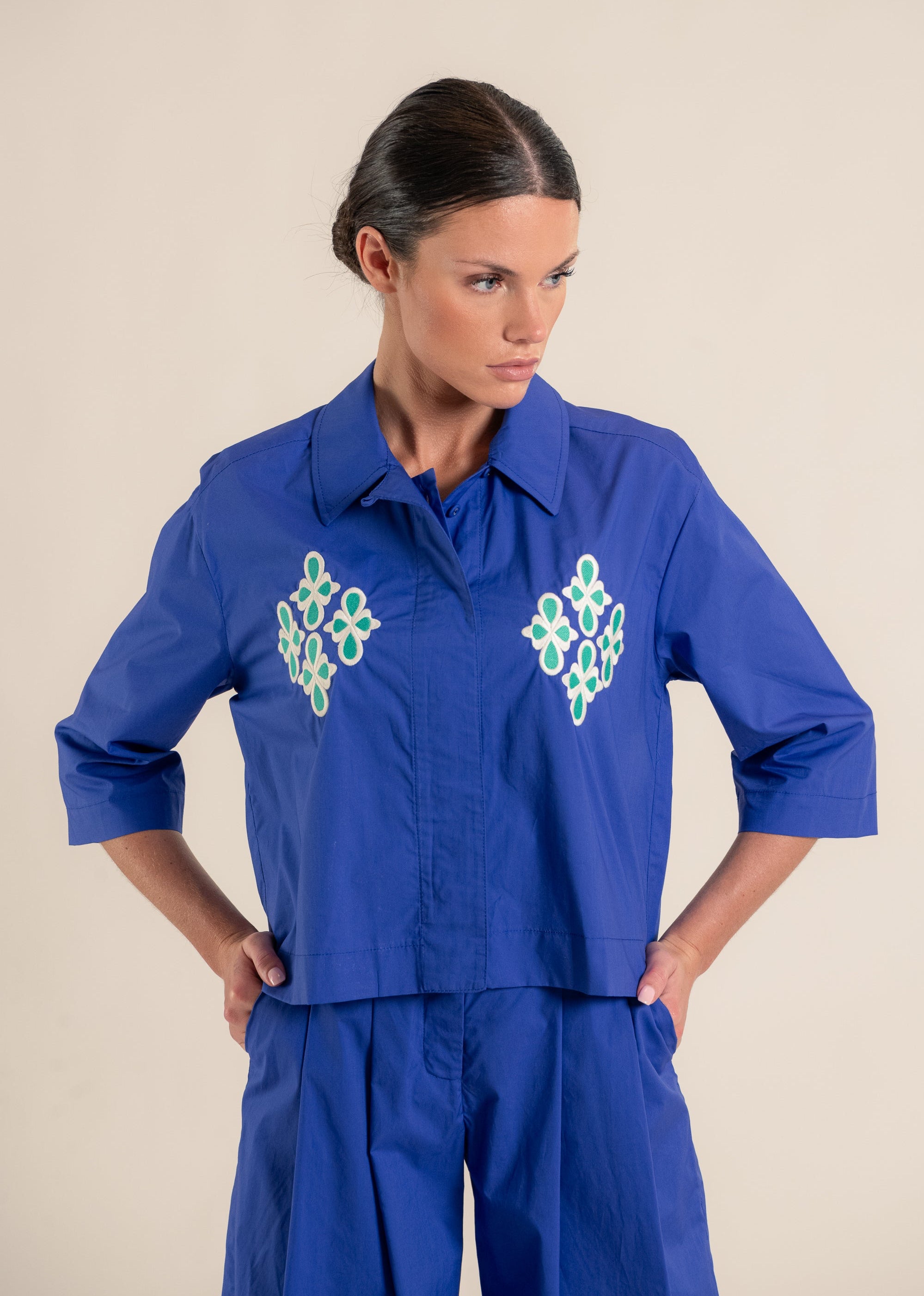 Estacio Intense Blue Embroidered Shirt