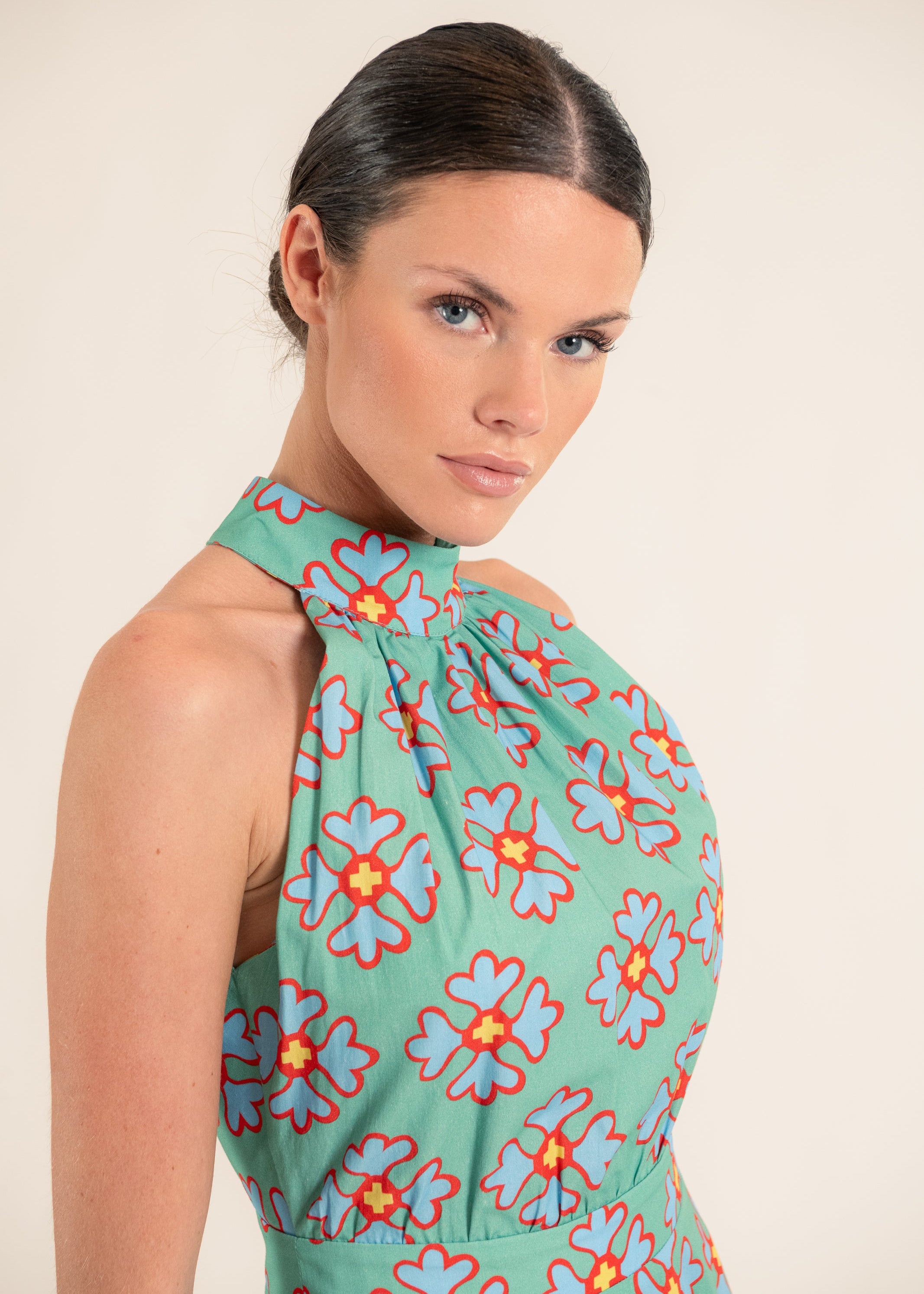 Vera Ludic Flowers Green Dress