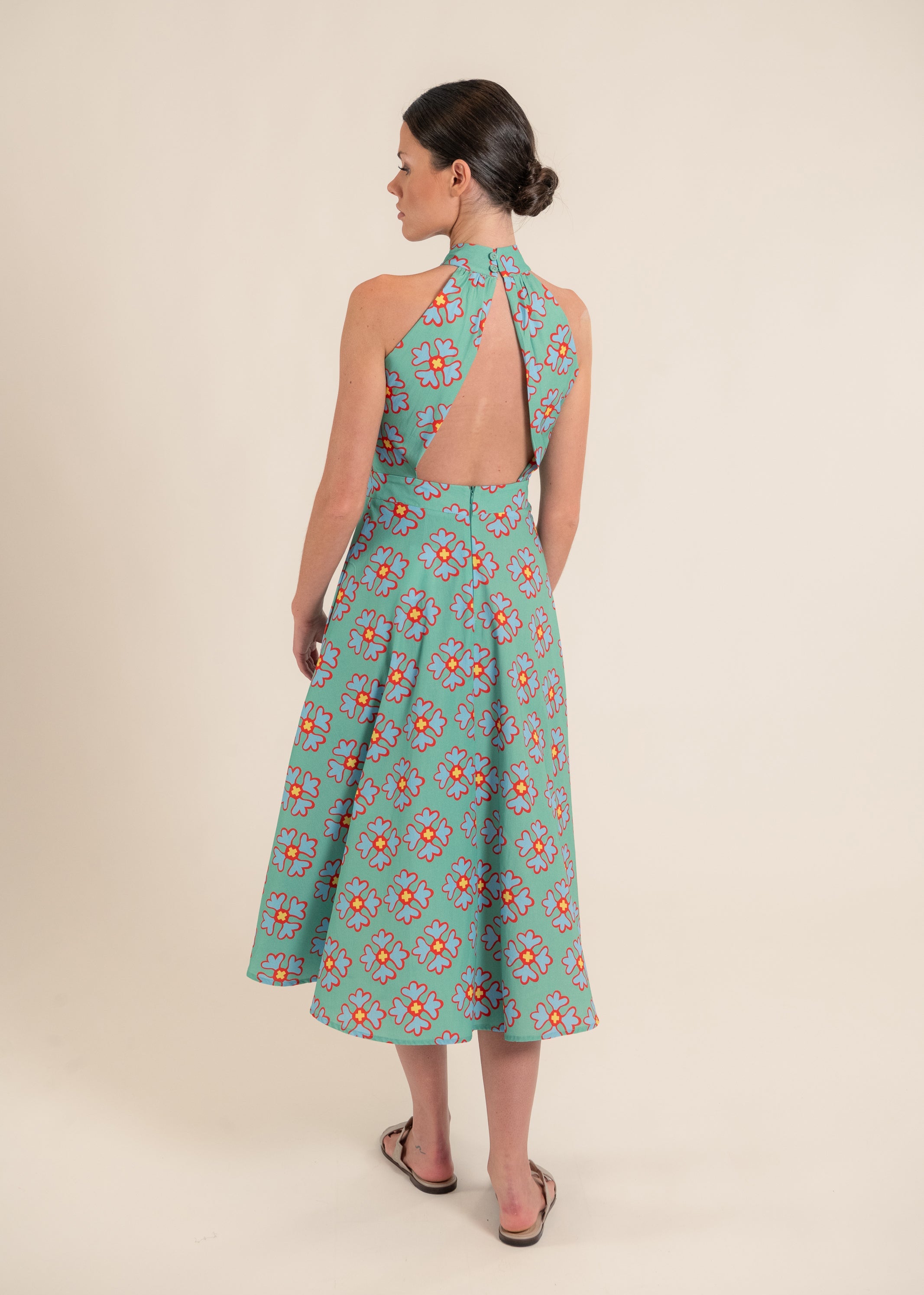 Vera Ludic Flowers Green Dress