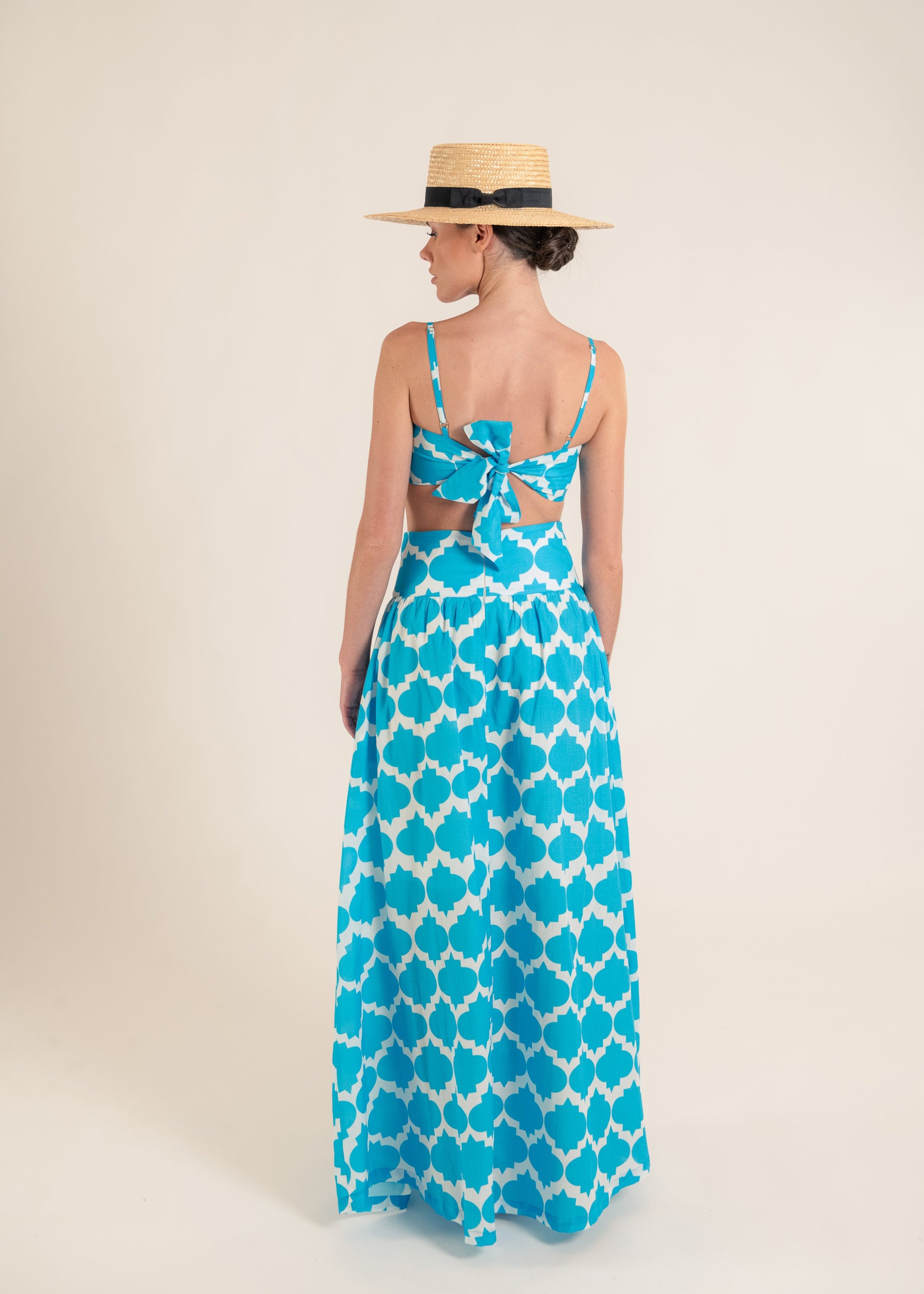 Bastos Rombus Sky Blue Top and Skirt Set