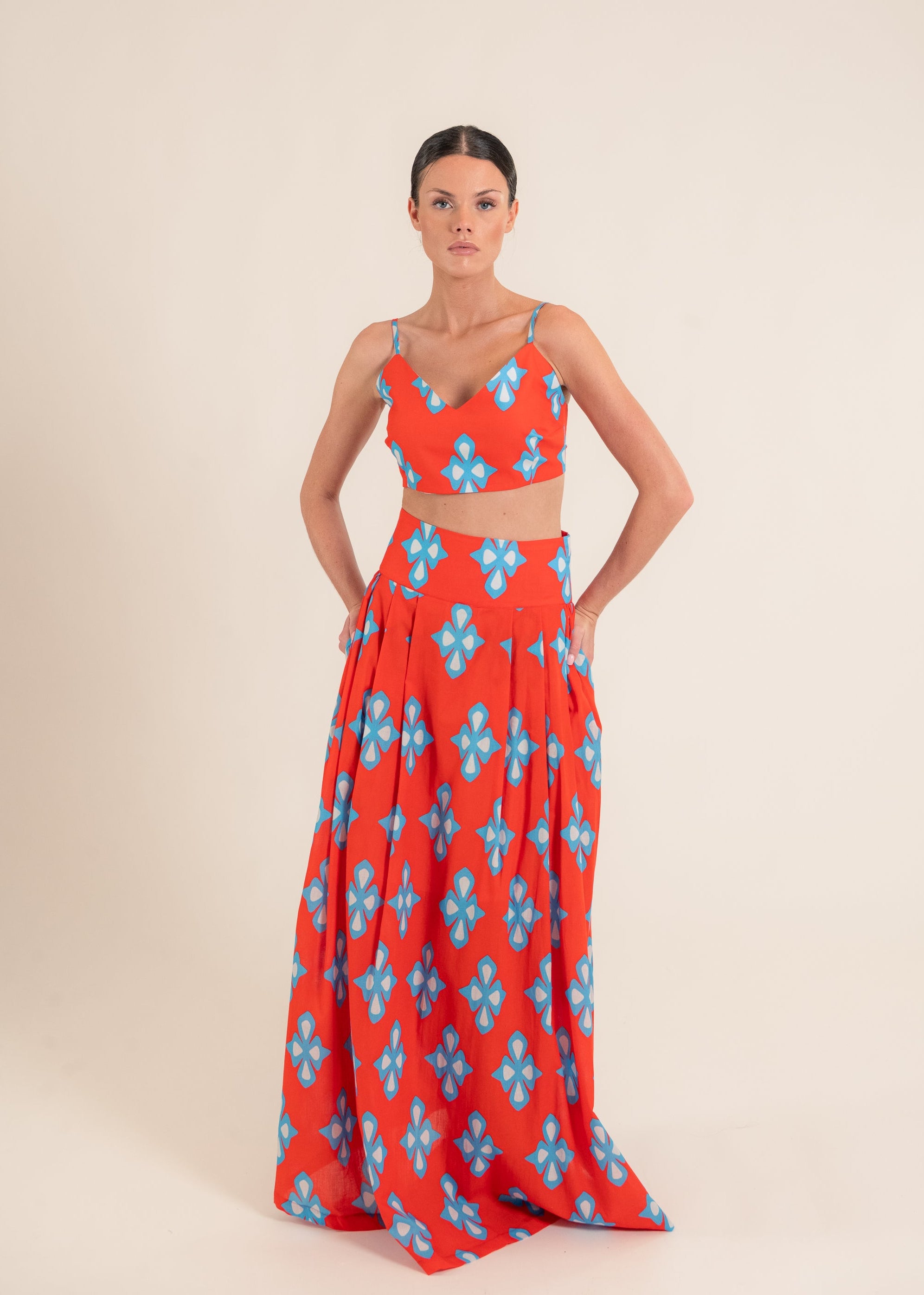 Bastos Luly Red Top and Skirt Set