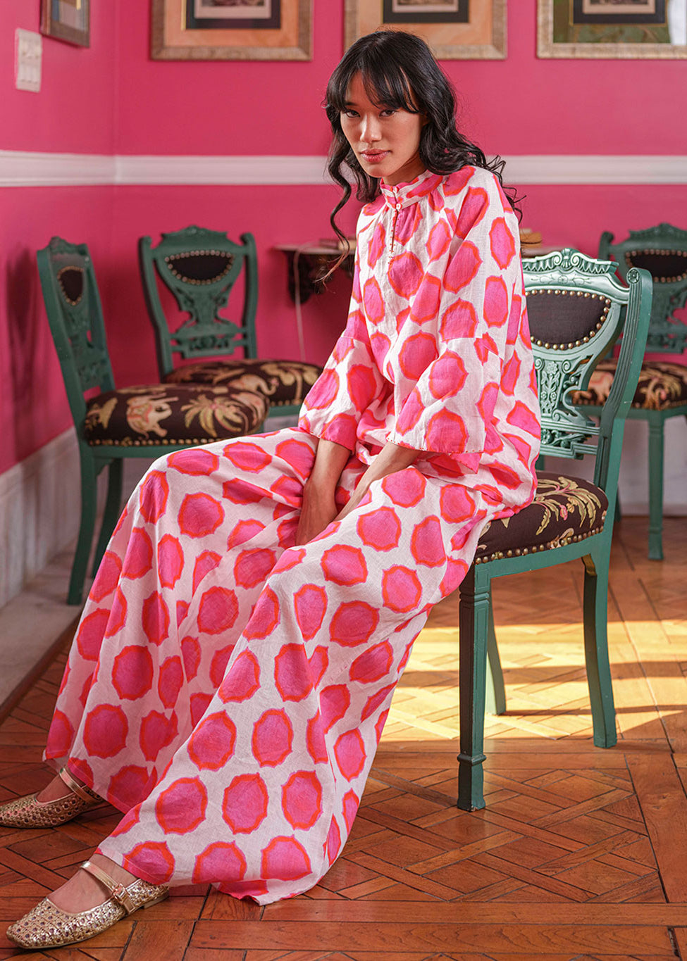 Majoran Ikat Pink Orange Pants