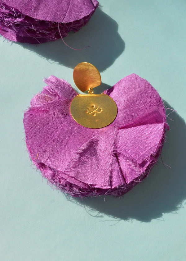 Lavender Silk Fan Earrings