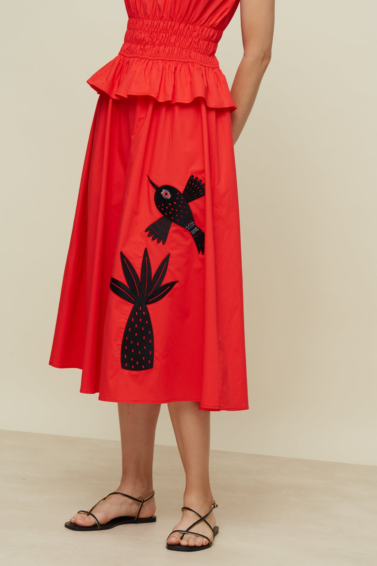 Galeria-Dayse Birds & Palm Red Dress-Justbrazil