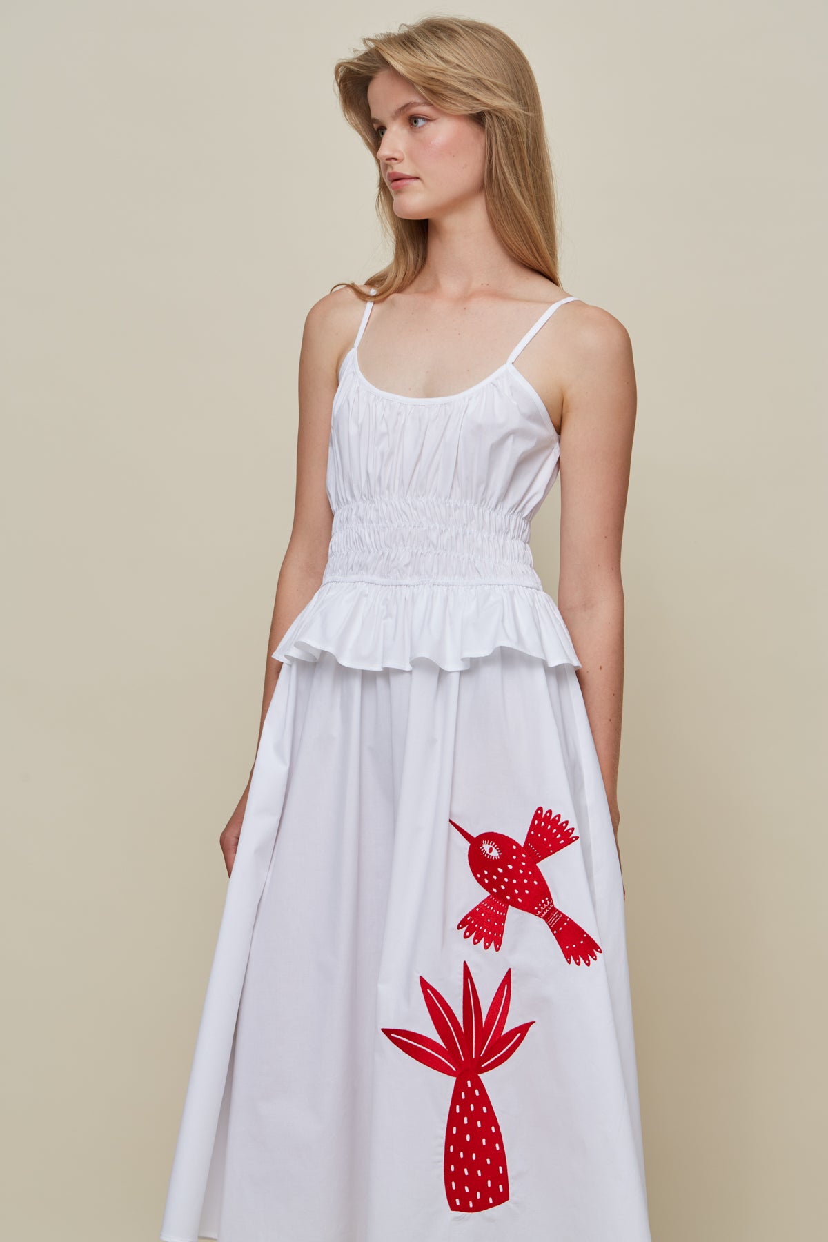 Dayse Birds & Palm White Dress