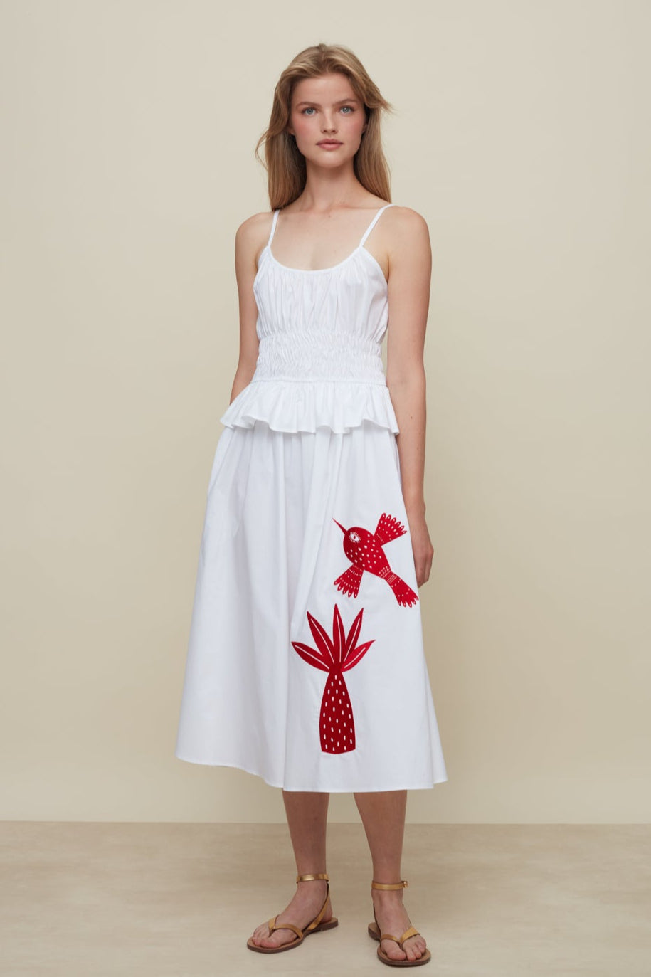 Dayse Birds & Palm White Dress