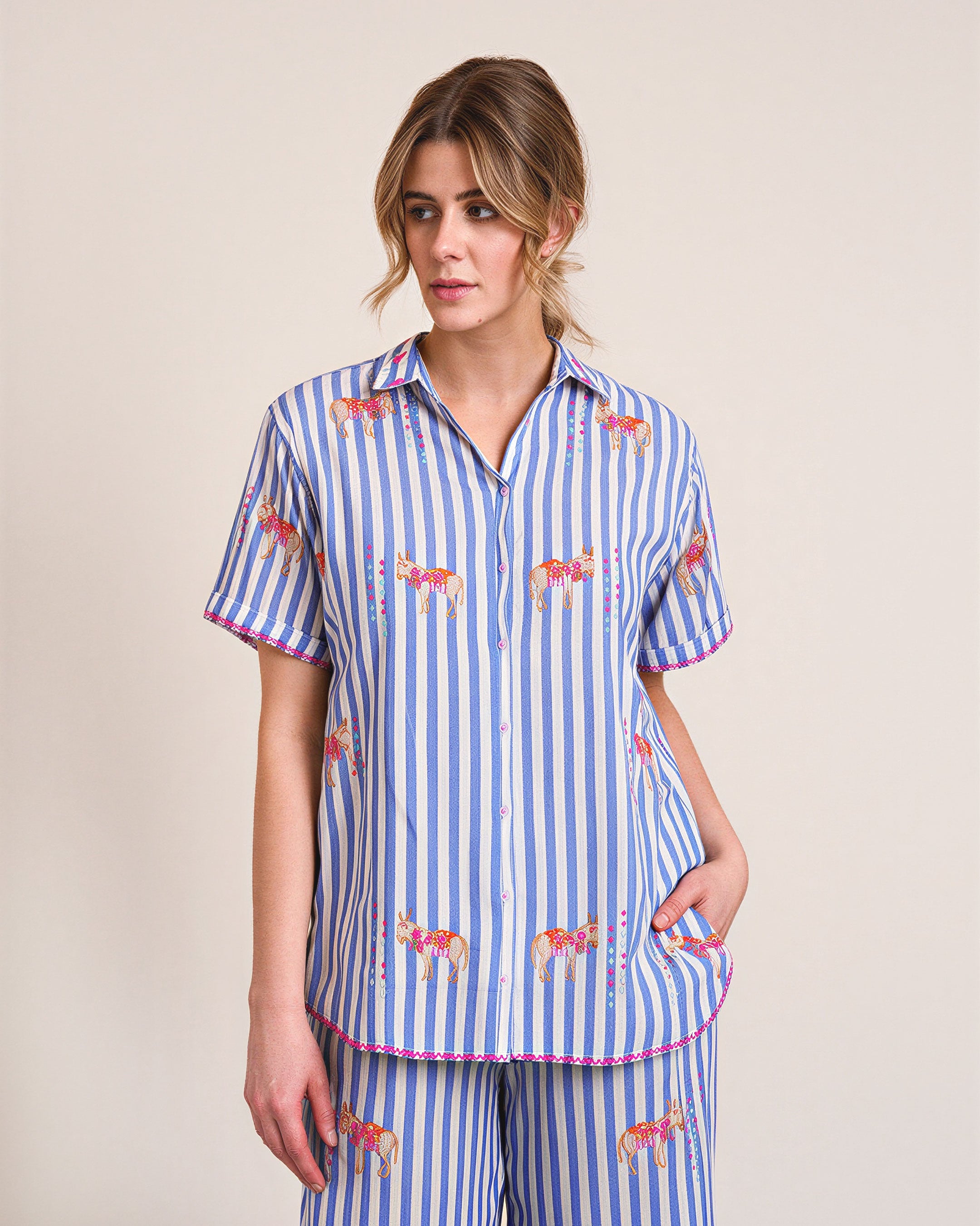 Fig Blue Donkey Blouse
