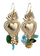 Heart & Charm Earrings Turquoise